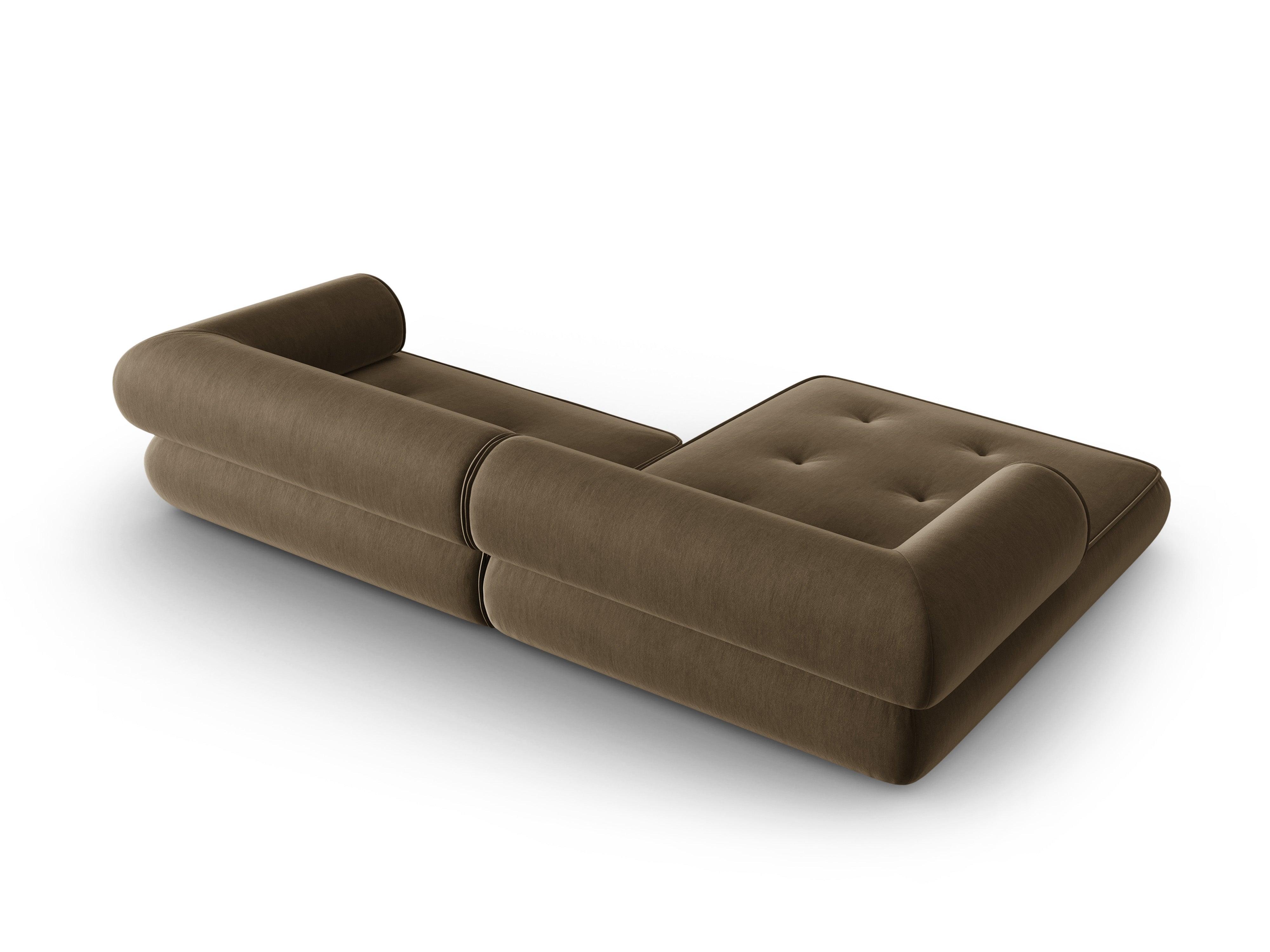 Narożnik w tkaninie szenilowej lewostronny LILY szarobrązowy Maison Heritage Eye on Design