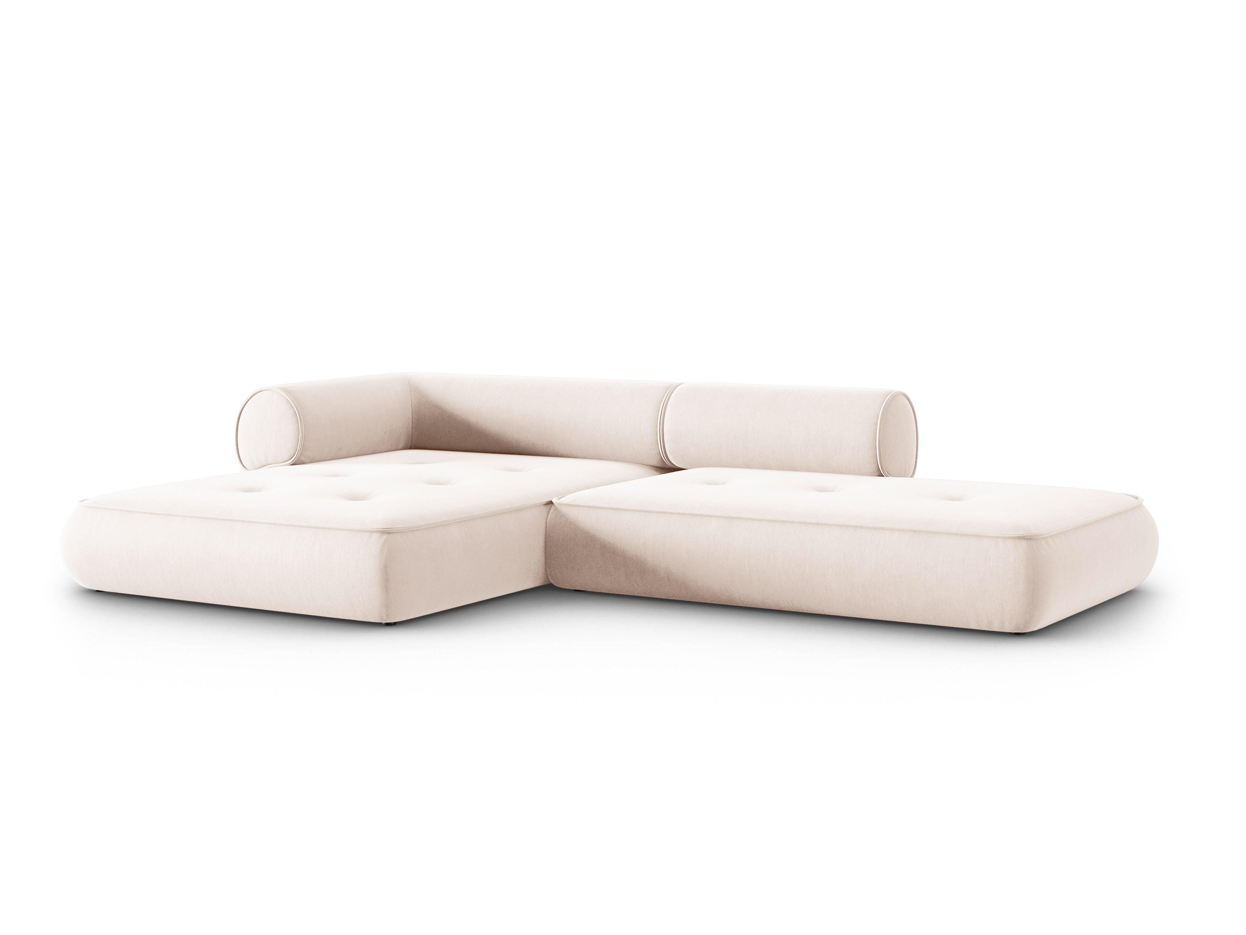 Narożnik w tkaninie szenilowej lewostronny otwarty LILY jasnobeżowy Maison Heritage Eye on Design