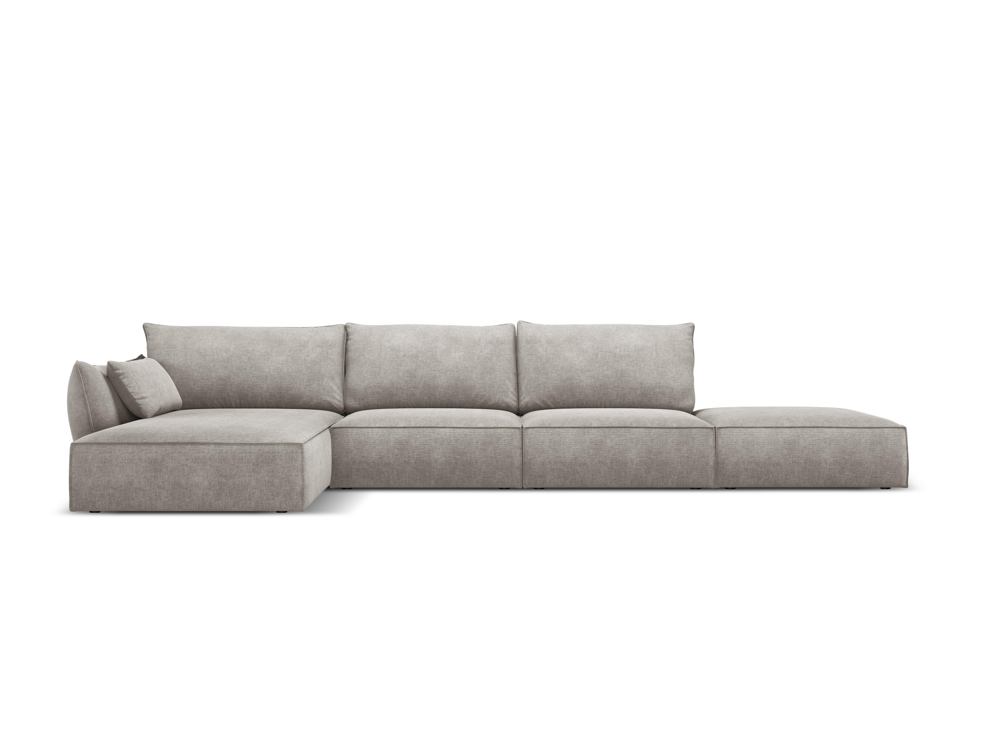 Narożnik w tkaninie szenilowej lewostronny otwarty VANDA jasnoszary Mazzini Sofas Eye on Design