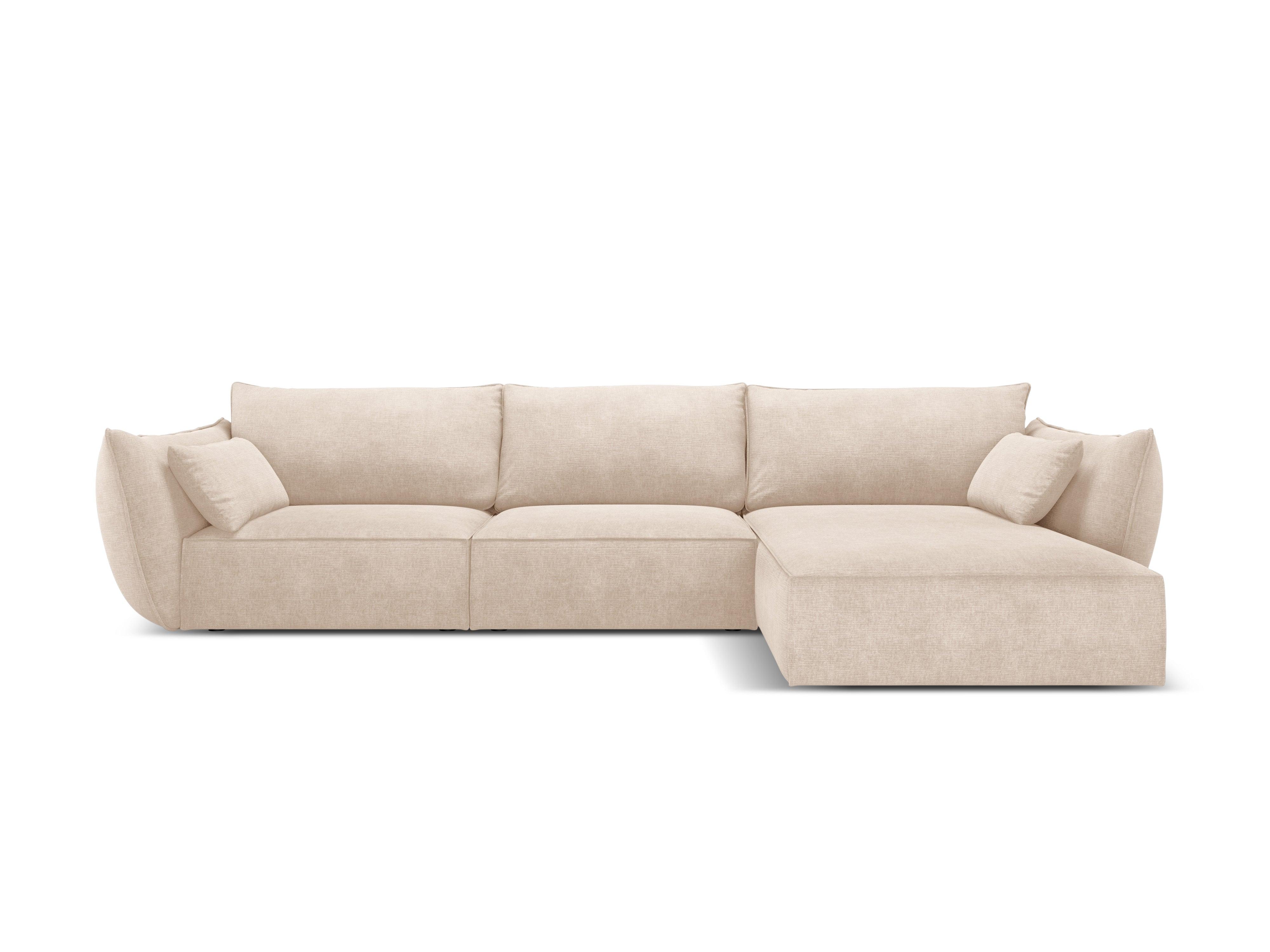 Narożnik w tkaninie szenilowej prawostronny 4-osobowy VANDA beżowy Mazzini Sofas Eye on Design