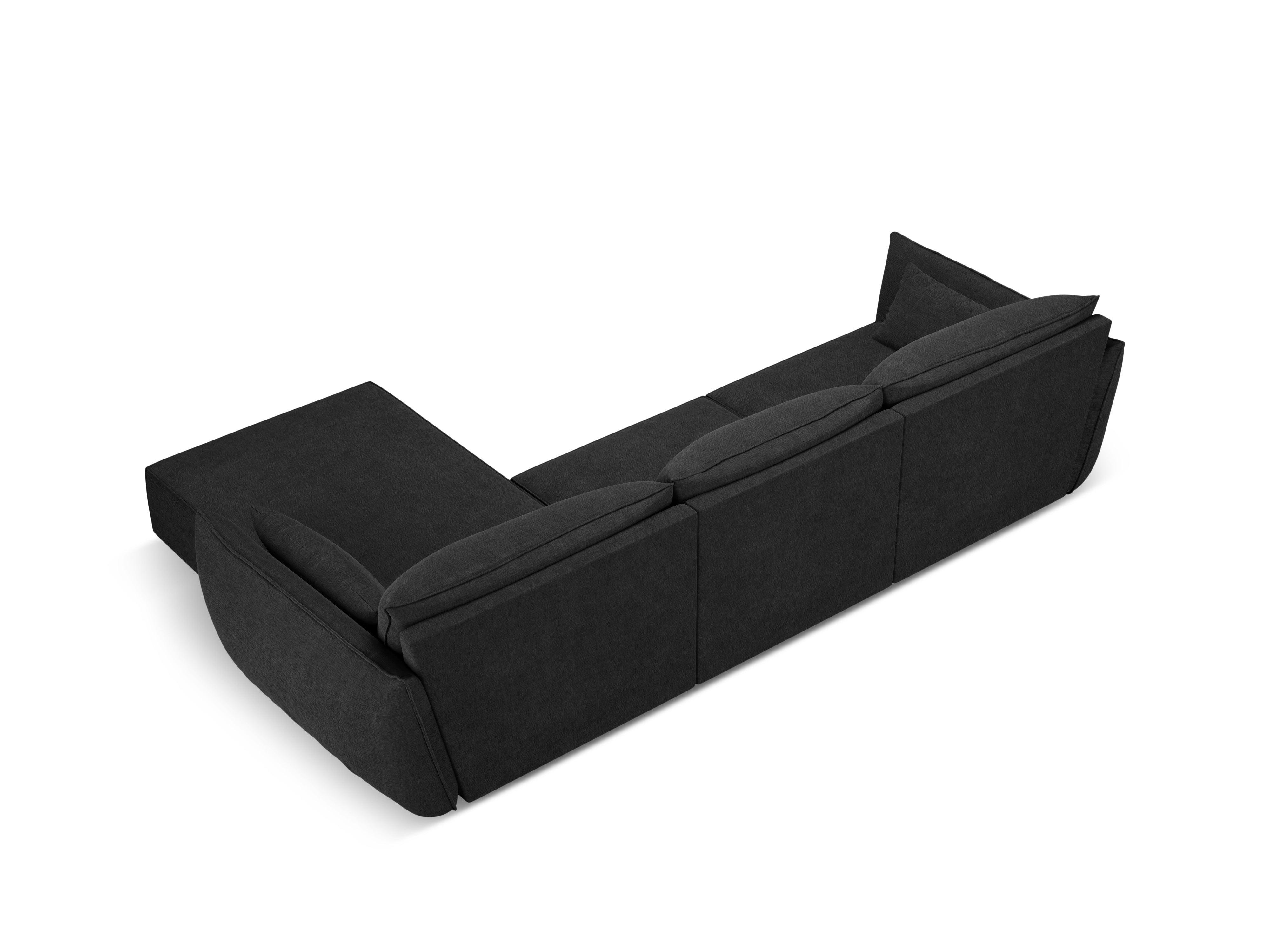 Narożnik w tkaninie szenilowej prawostronny 4-osobowy VANDA czarny Mazzini Sofas Eye on Design