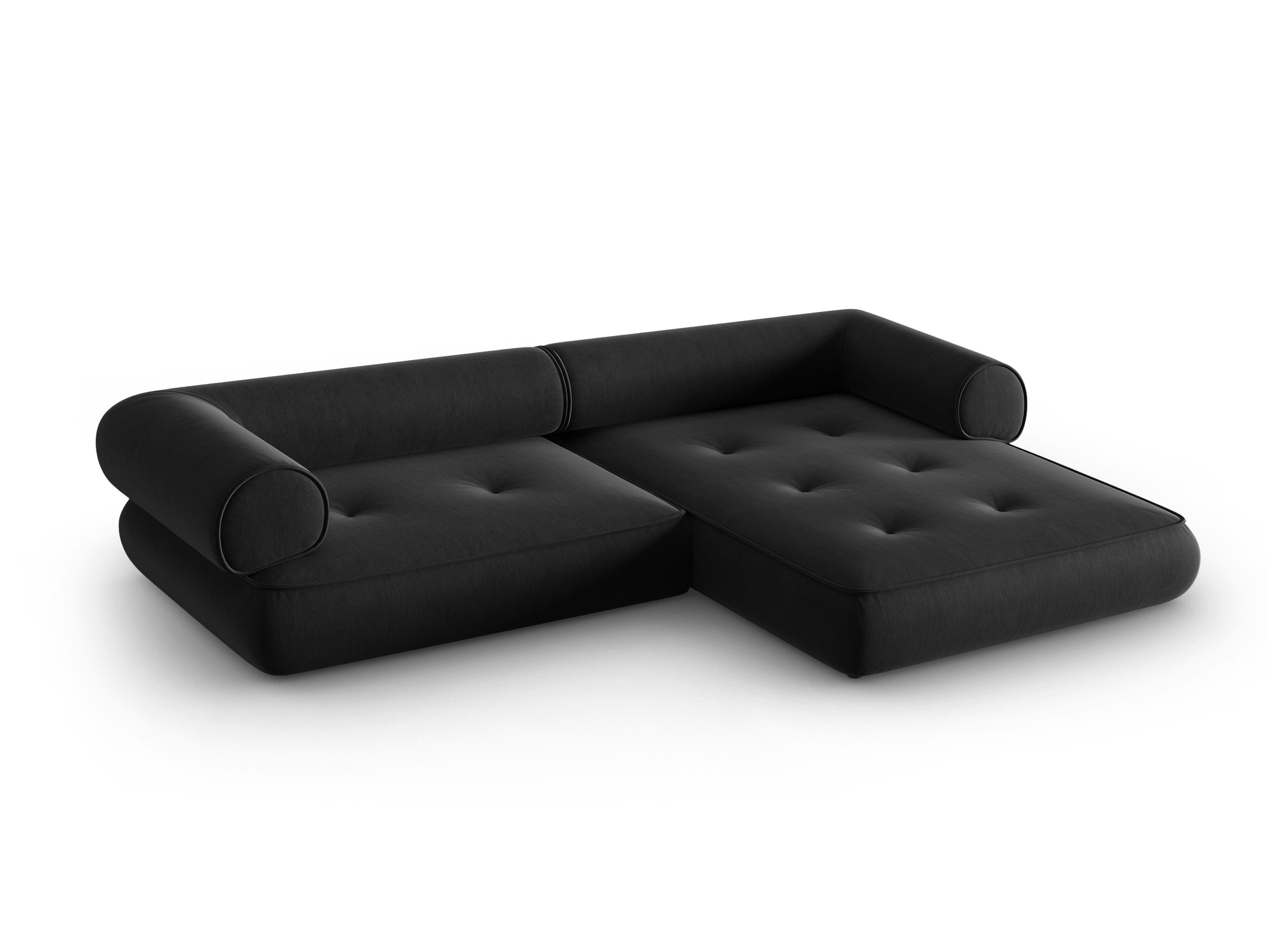 Narożnik w tkaninie szenilowej prawostronny LILY antracytowy Maison Heritage Eye on Design