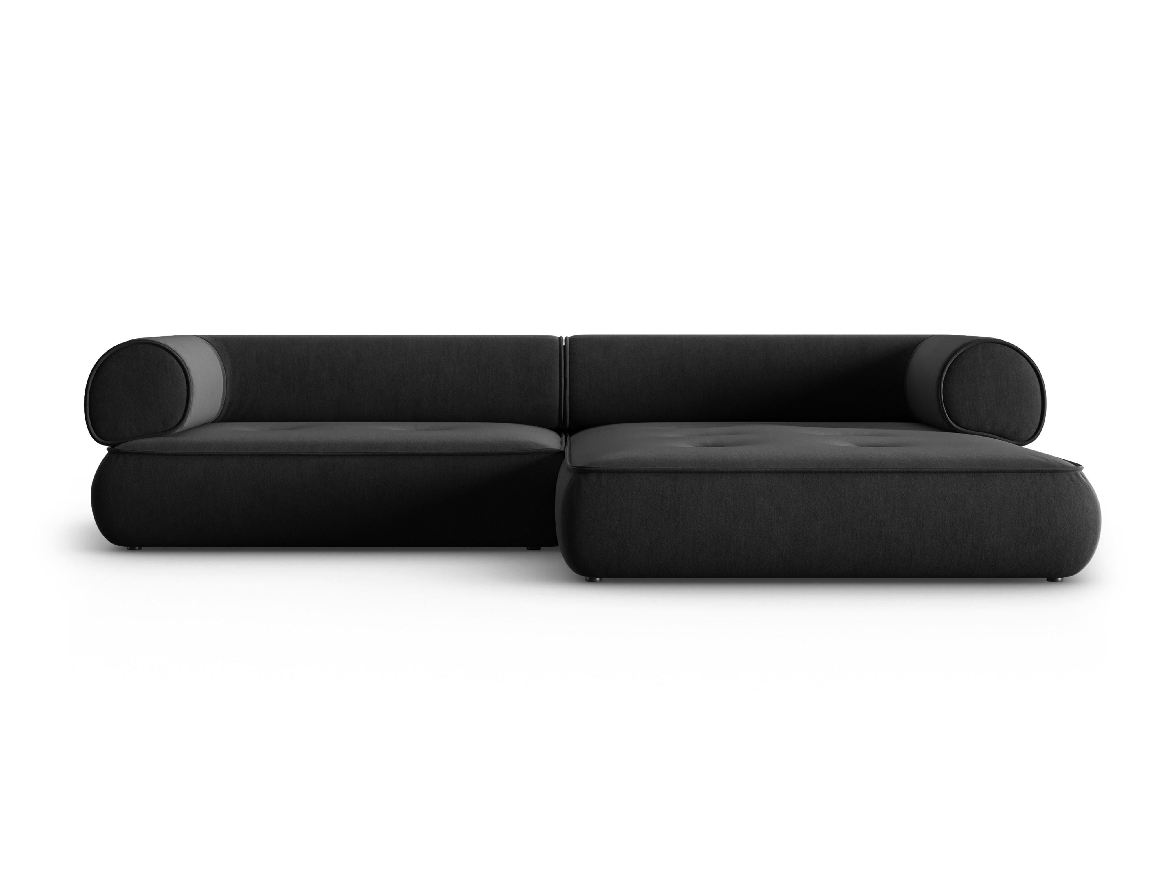 Narożnik w tkaninie szenilowej prawostronny LILY antracytowy Maison Heritage Eye on Design