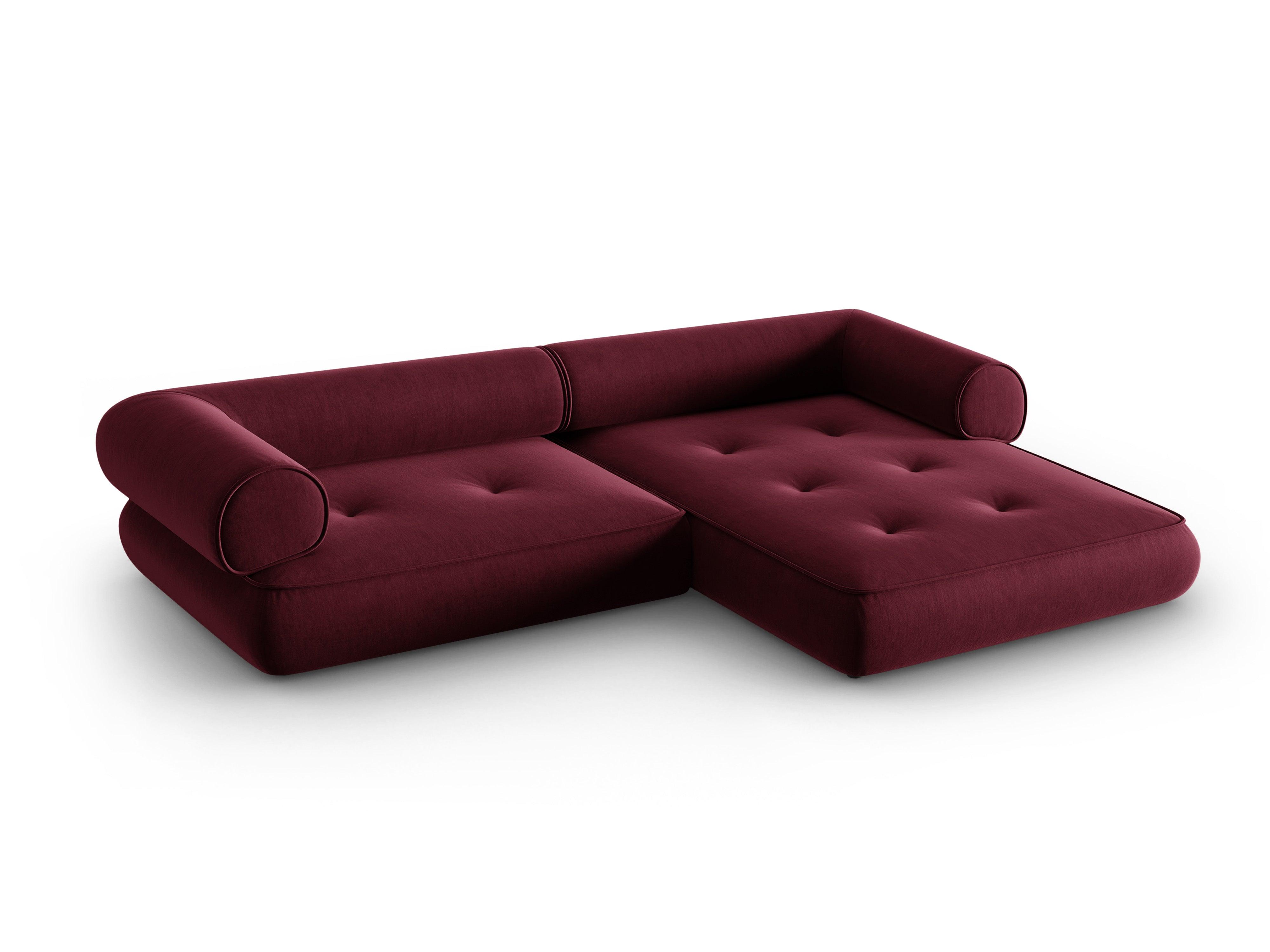 Narożnik w tkaninie szenilowej prawostronny LILY burgundowy Maison Heritage Eye on Design