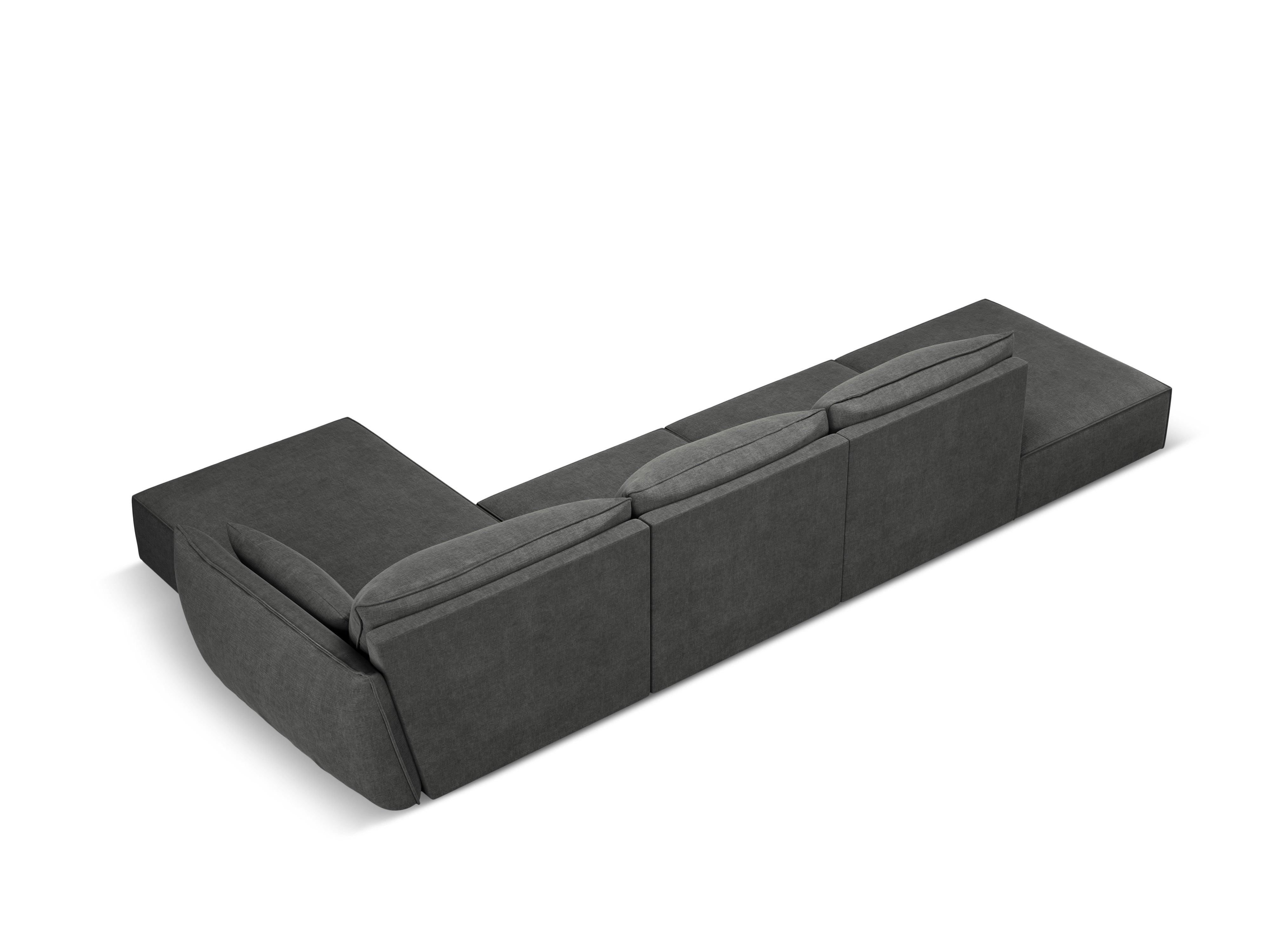 Narożnik w tkaninie szenilowej prawostronny otwarty VANDA ciemnoszary Mazzini Sofas Eye on Design