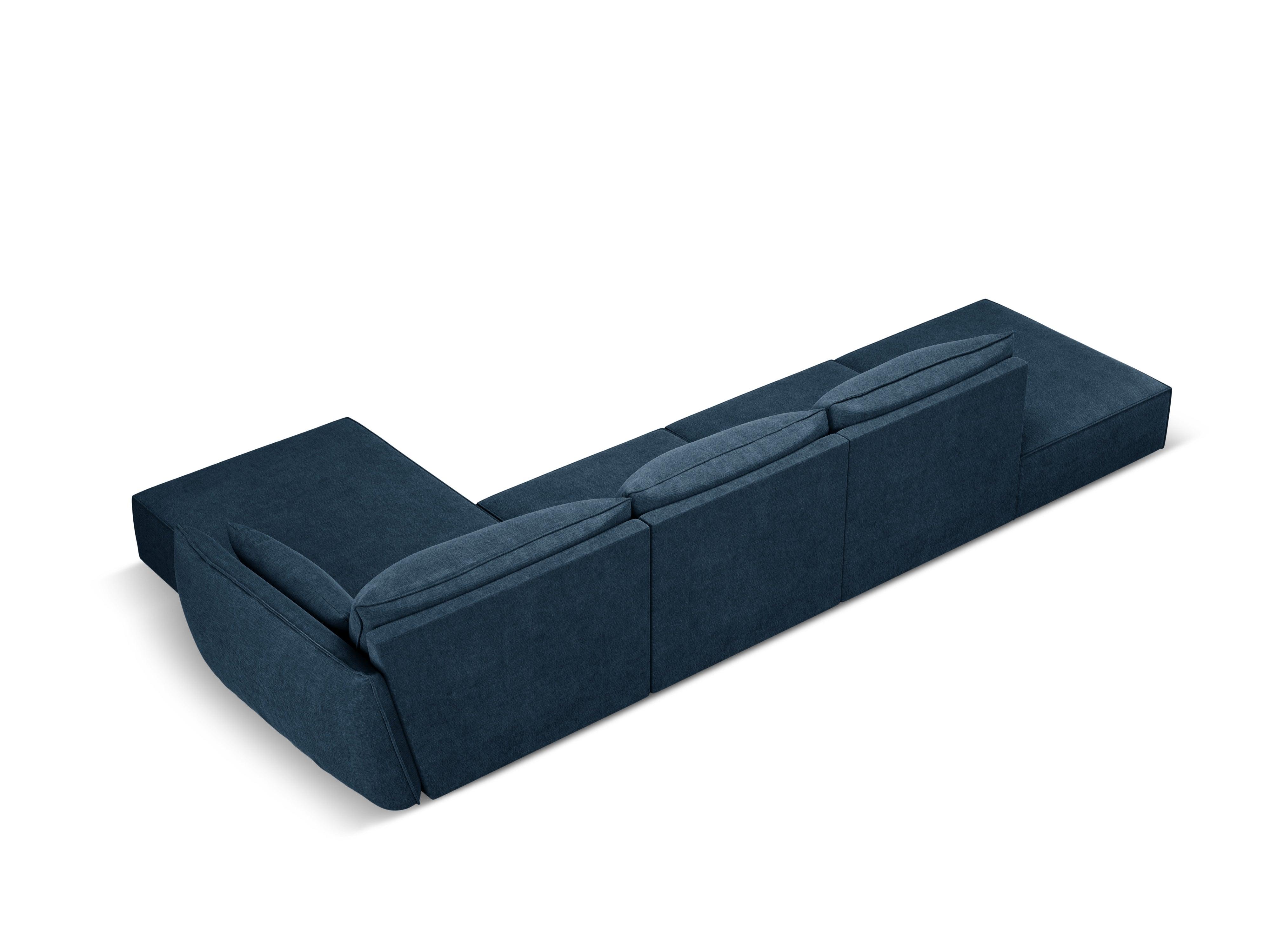 Narożnik w tkaninie szenilowej prawostronny otwarty VANDA granat królewski Mazzini Sofas Eye on Design