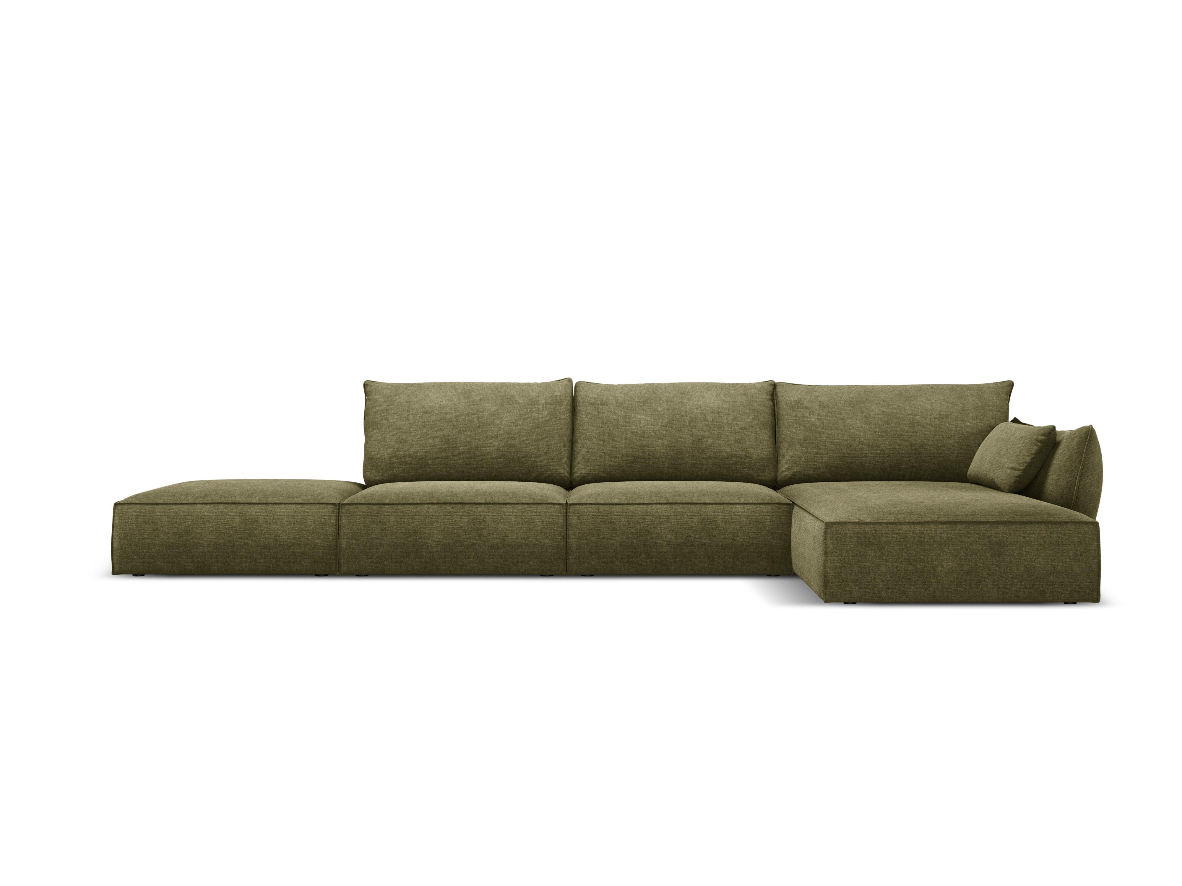 Narożnik w tkaninie szenilowej prawostronny otwarty VANDA zielony Mazzini Sofas Eye on Design