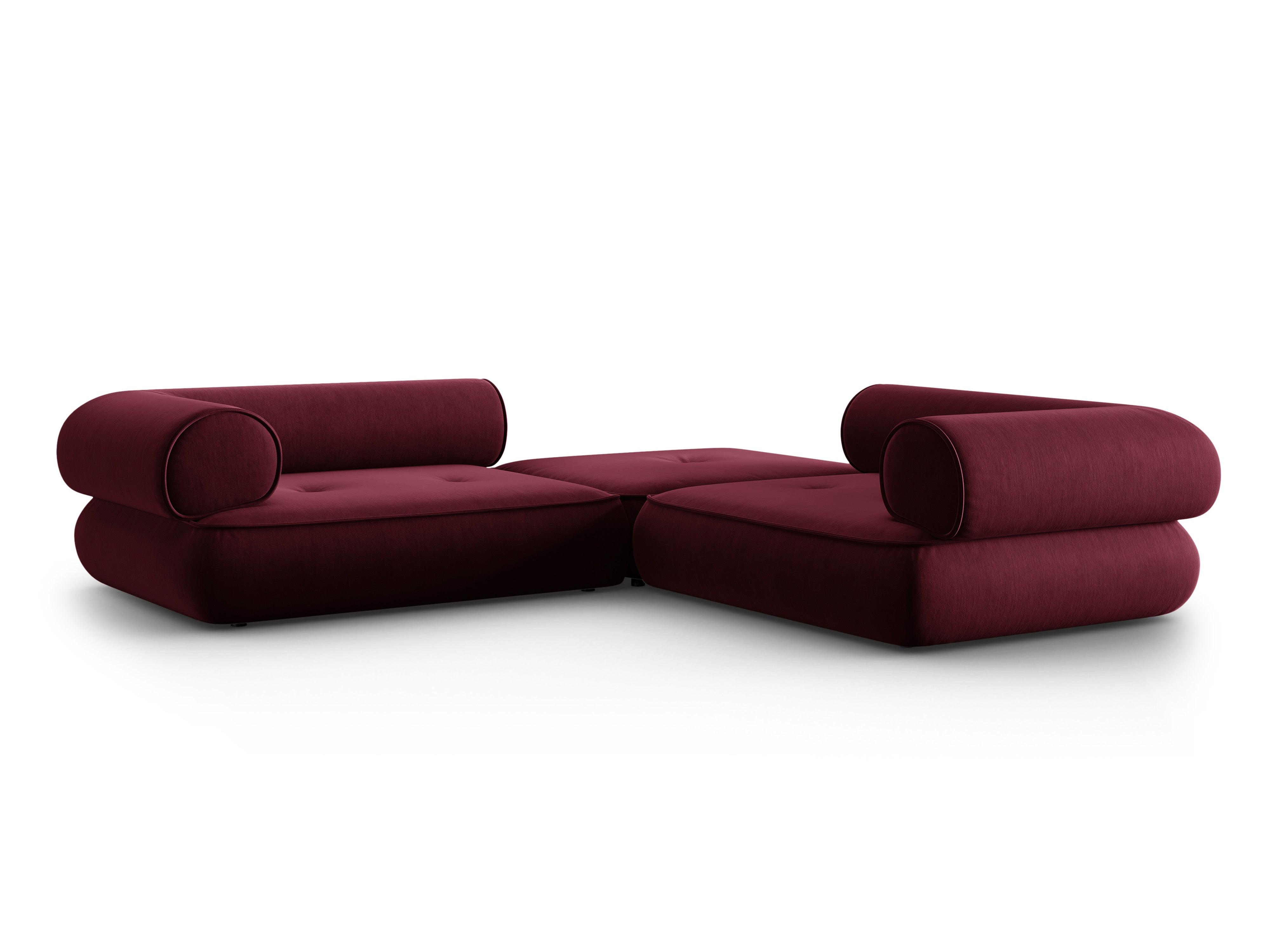 Narożnik w tkaninie szenilowej symetryczny otwarty LILY burgundowy Maison Heritage Eye on Design