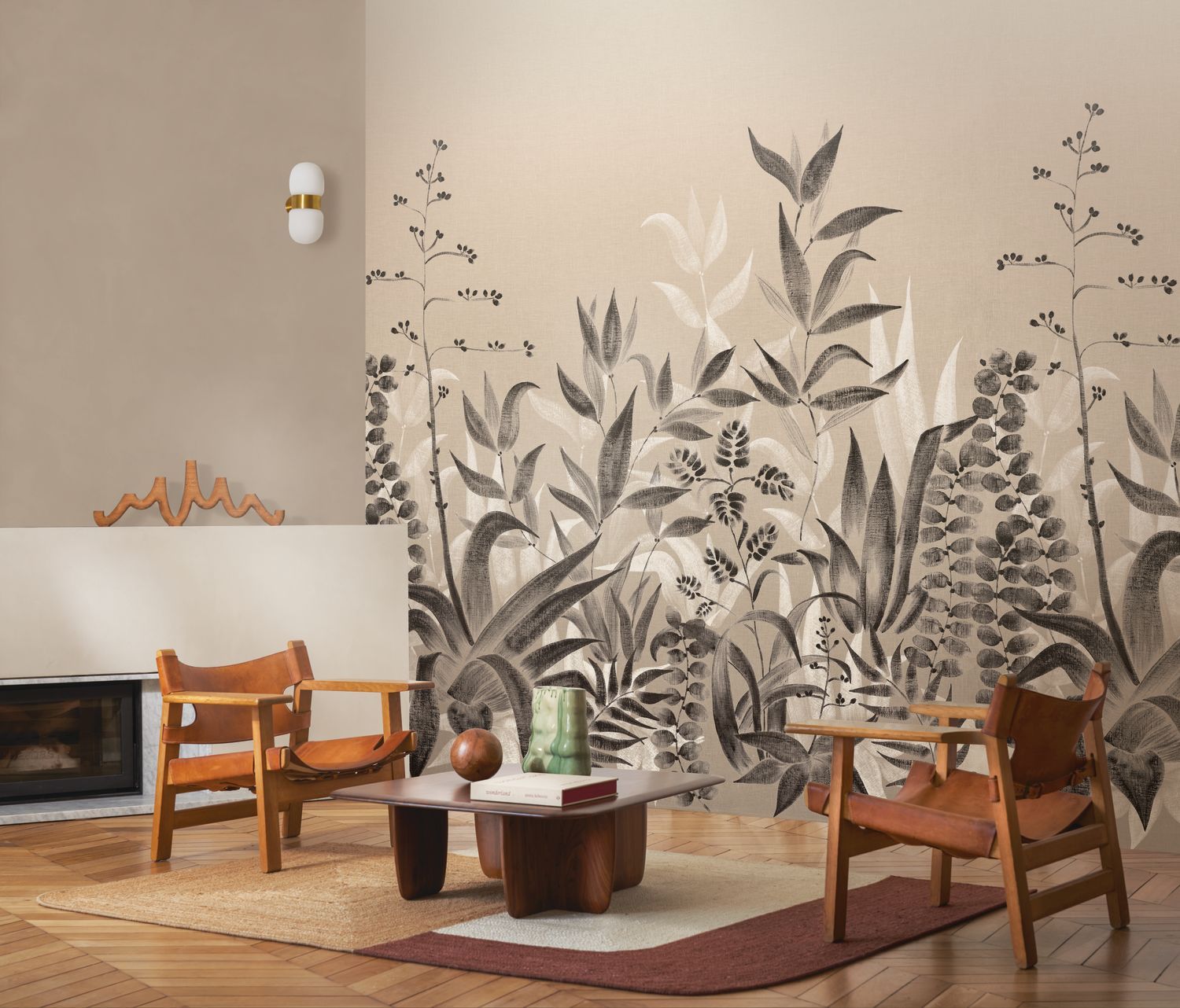 SAONA beige mural with white