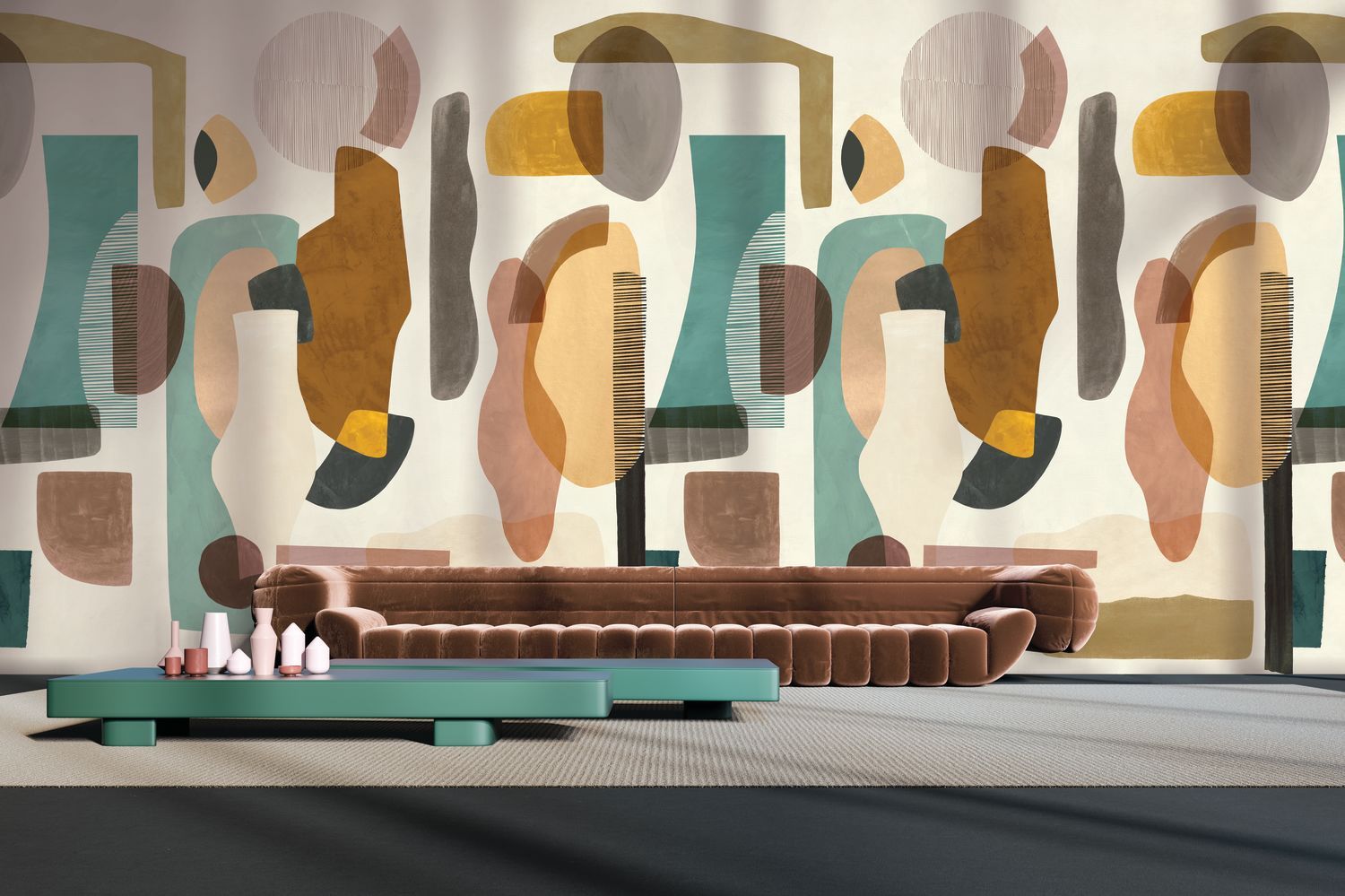 Wandbild mit abstraktem Muster AUDRIA braun mit grün