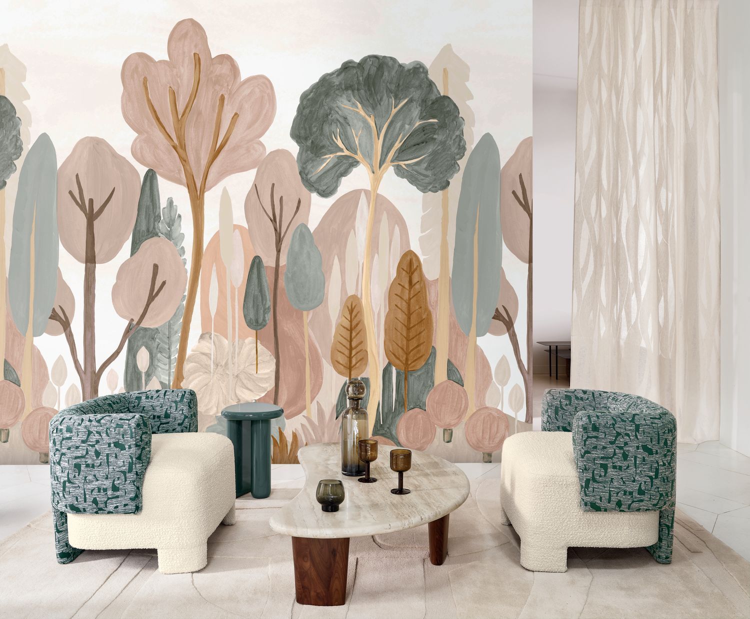 Wandbild mit Baumlandschaft ORME braun mit grün