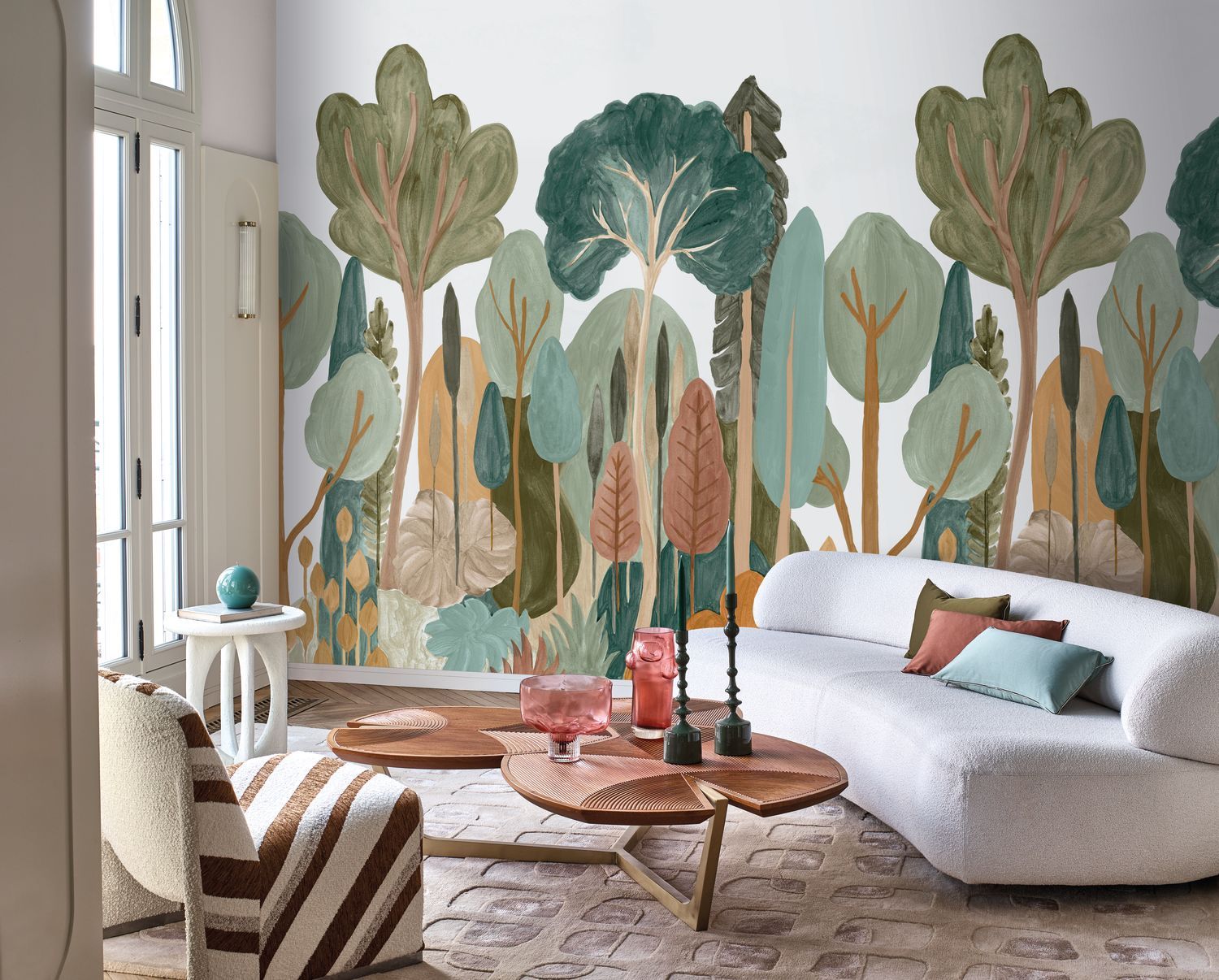 Wandbild mit Baumlandschaft ORME braun mit grün