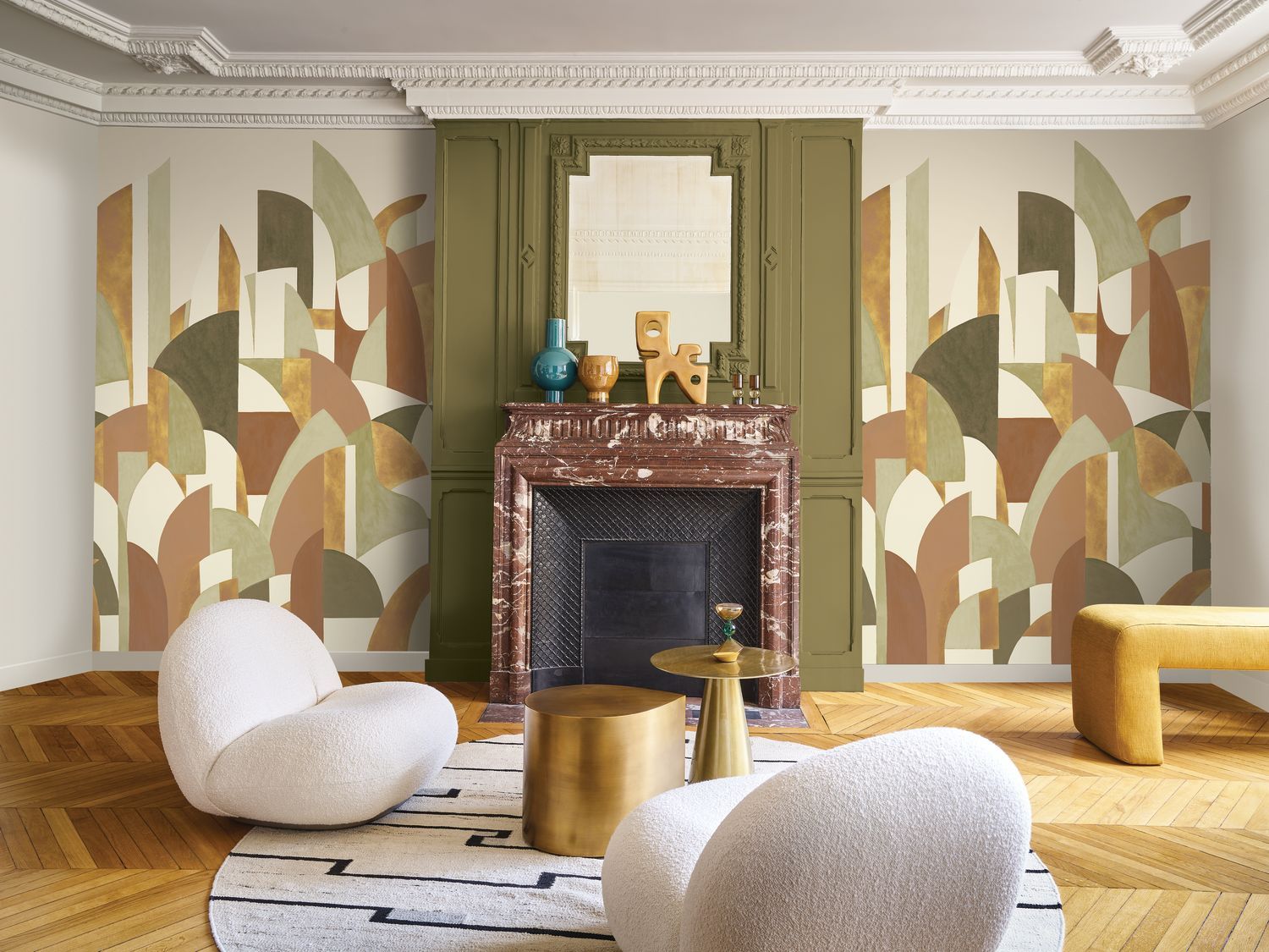 Wandbild mit abstraktem Muster PABLO beige mit grün