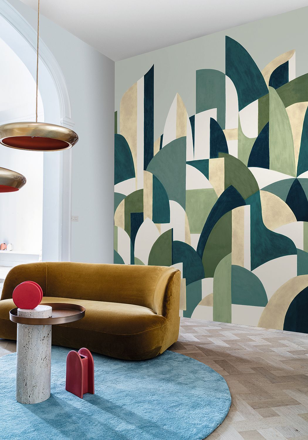 Wandbild mit abstraktem Muster PABLO beige mit grün