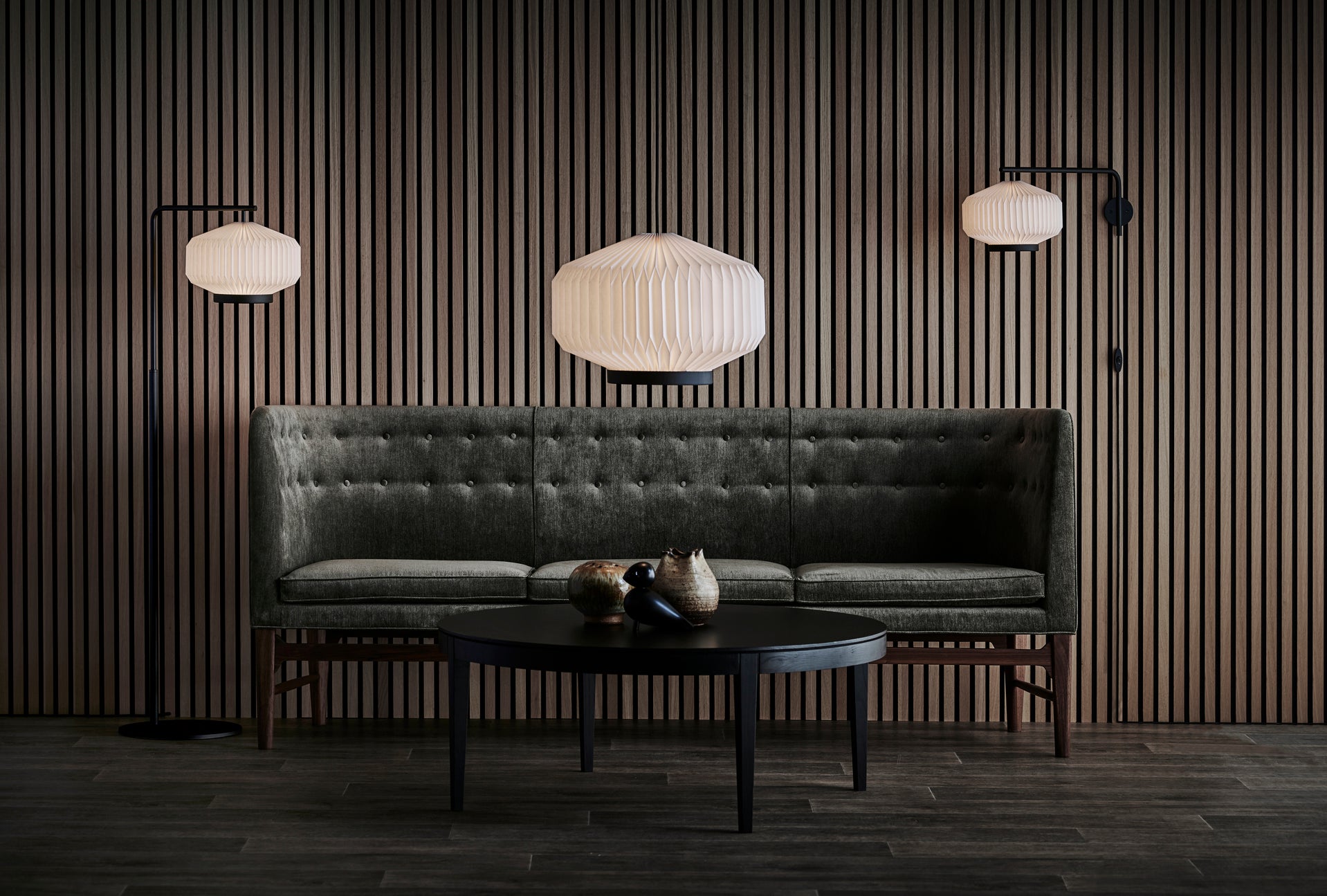Floor lamp MODEL 386 SHIBUI white with black base