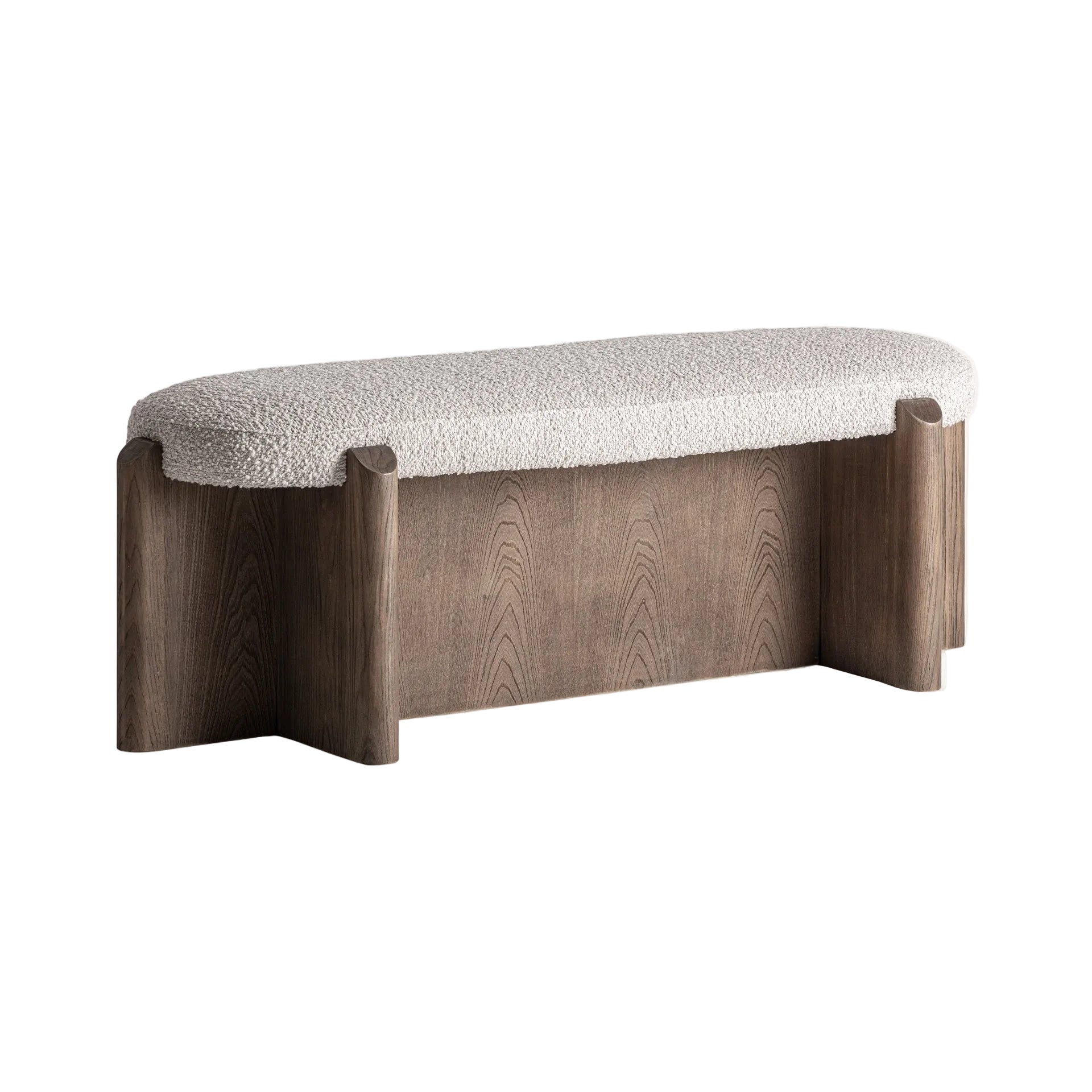 JACQUARD Bench in Elm Wood with Beige Seat