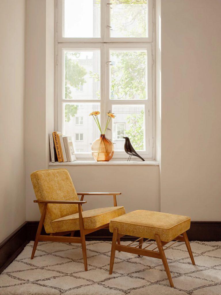 Podnóżek FOX beżowy w tkaninie Cord Creme 366 concept Eye on Design