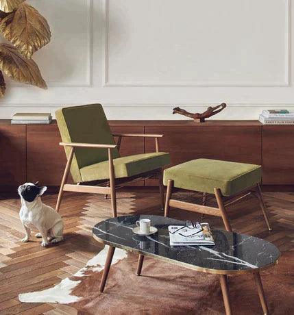 Podnóżek FOX żółty w tkaninie Shine Velvet Mustard 366 concept Eye on Design