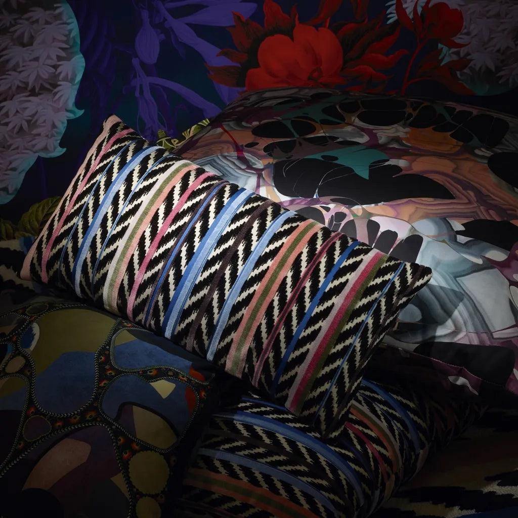 Poduszka dwustronna JAIPUR STRIPE AZUR bawełniana satyna Christian Lacroix Eye on Design