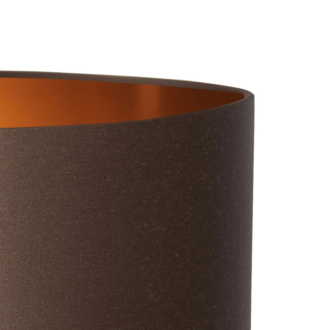 Tischlampe SALVADOR rauchiges Glas mit braunem Schirm und schwarzem Finish