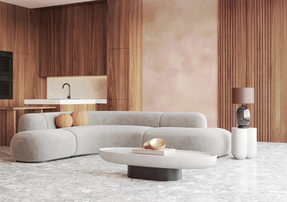 Tischlampe SALVADOR rauchiges Glas mit braunem Schirm und schwarzem Finish