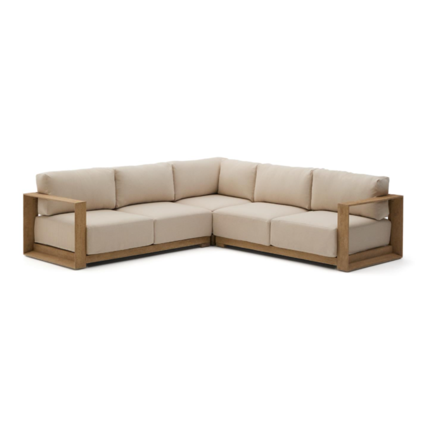 Outdoor Corner Sofa AMBRA Acacia Wood with Cream Seat