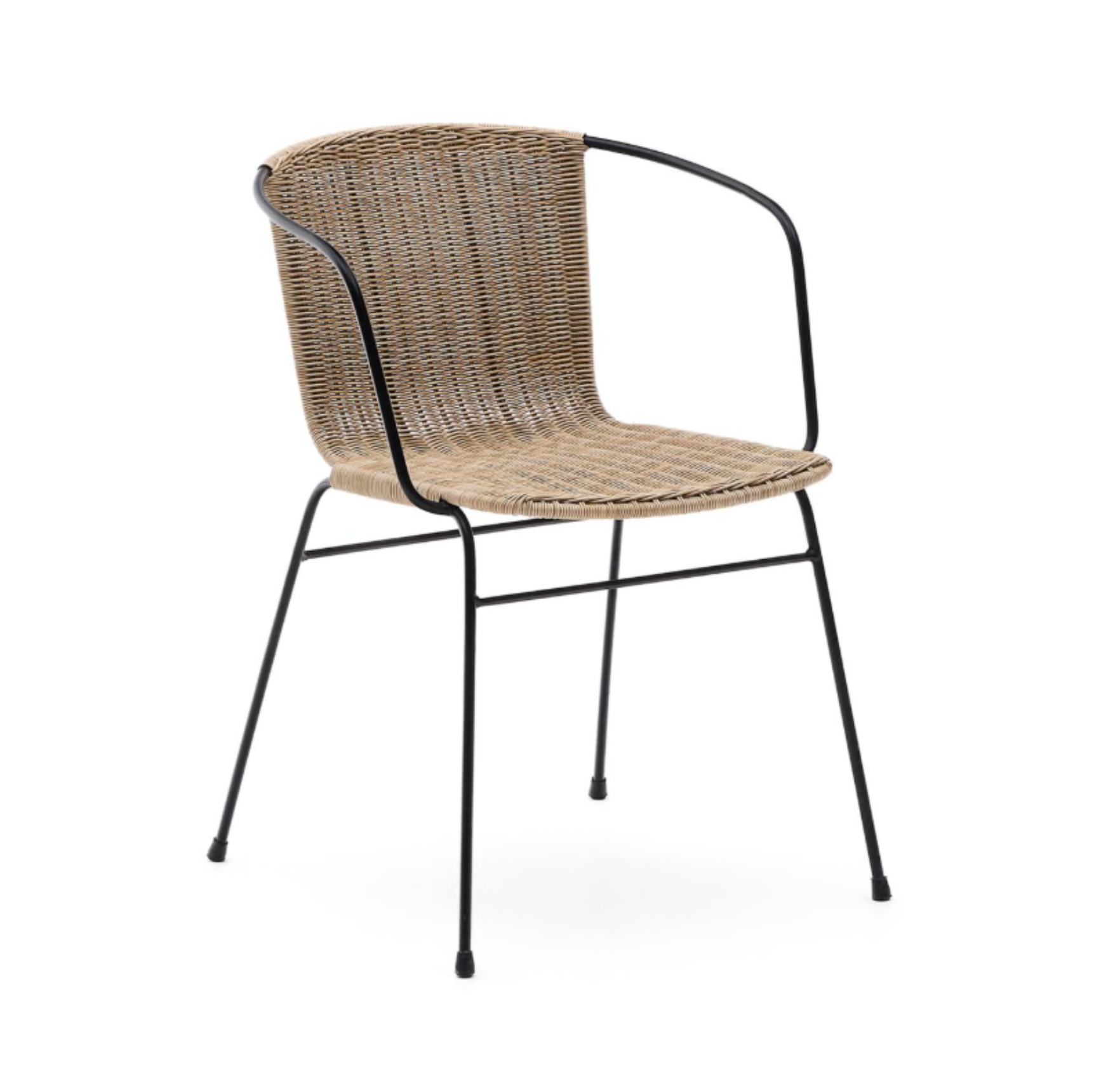 ELTIERA Outdoor Chair in Synthetic Rattan with Steel Armrests and Base