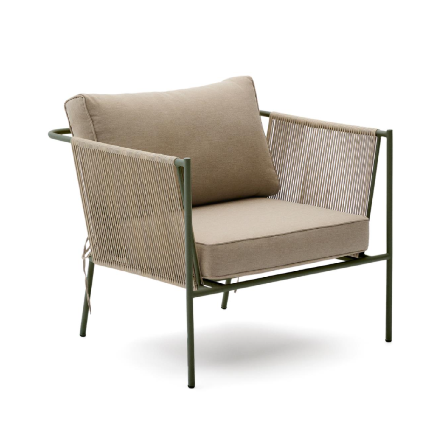 Outdoor Armchair ZIVIA linen ecru with Steel Base