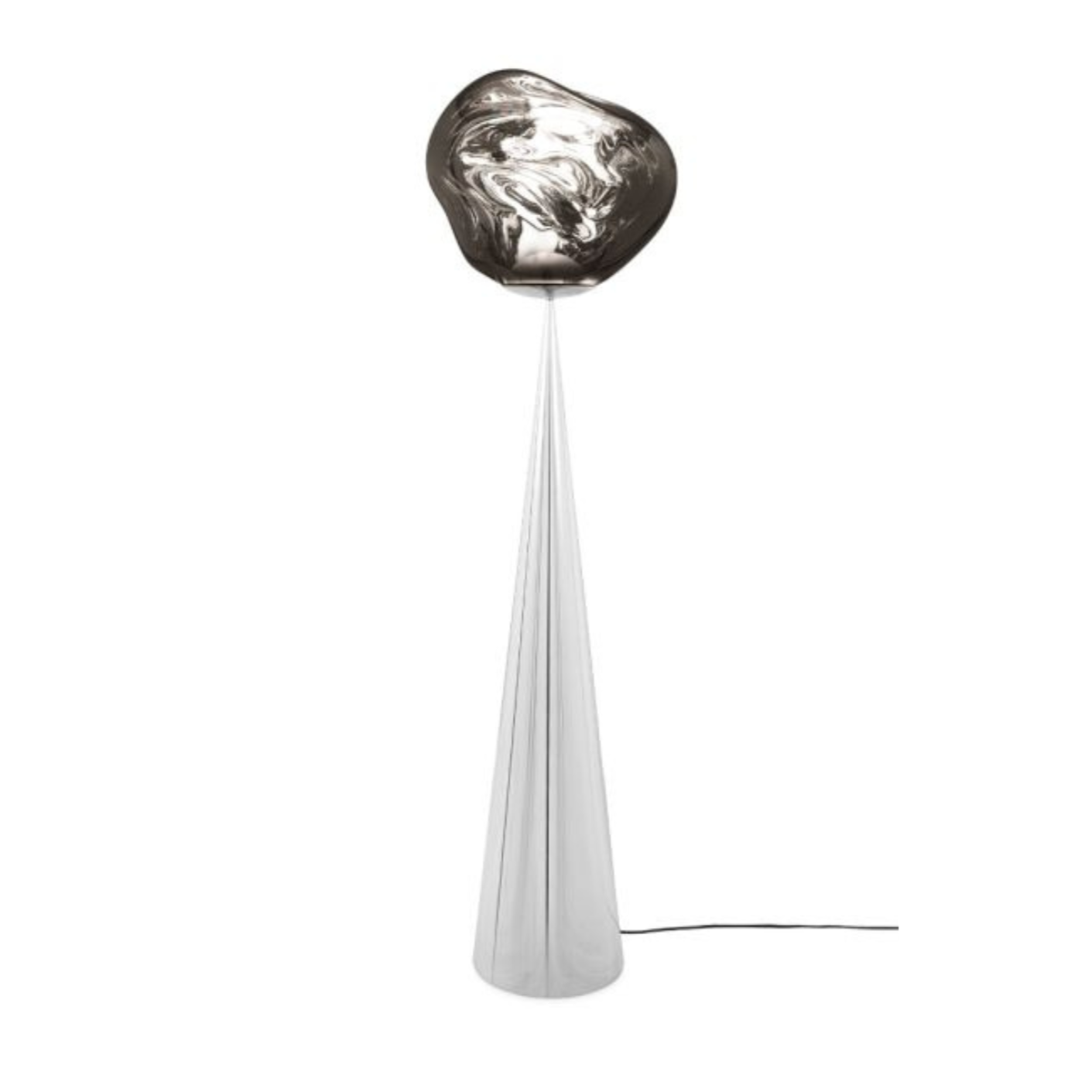 Stehlampe MELT FAT CONE silber mit silbernem Sockel