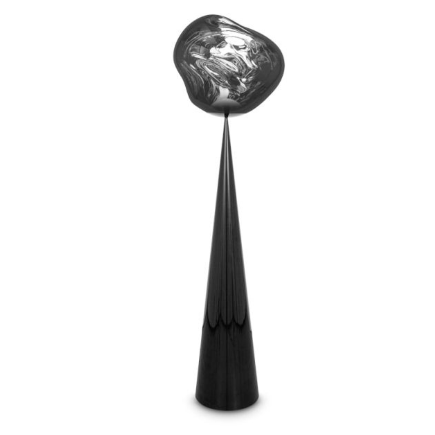 MELT FAT CONE Silver Floor Lamp with Black Base