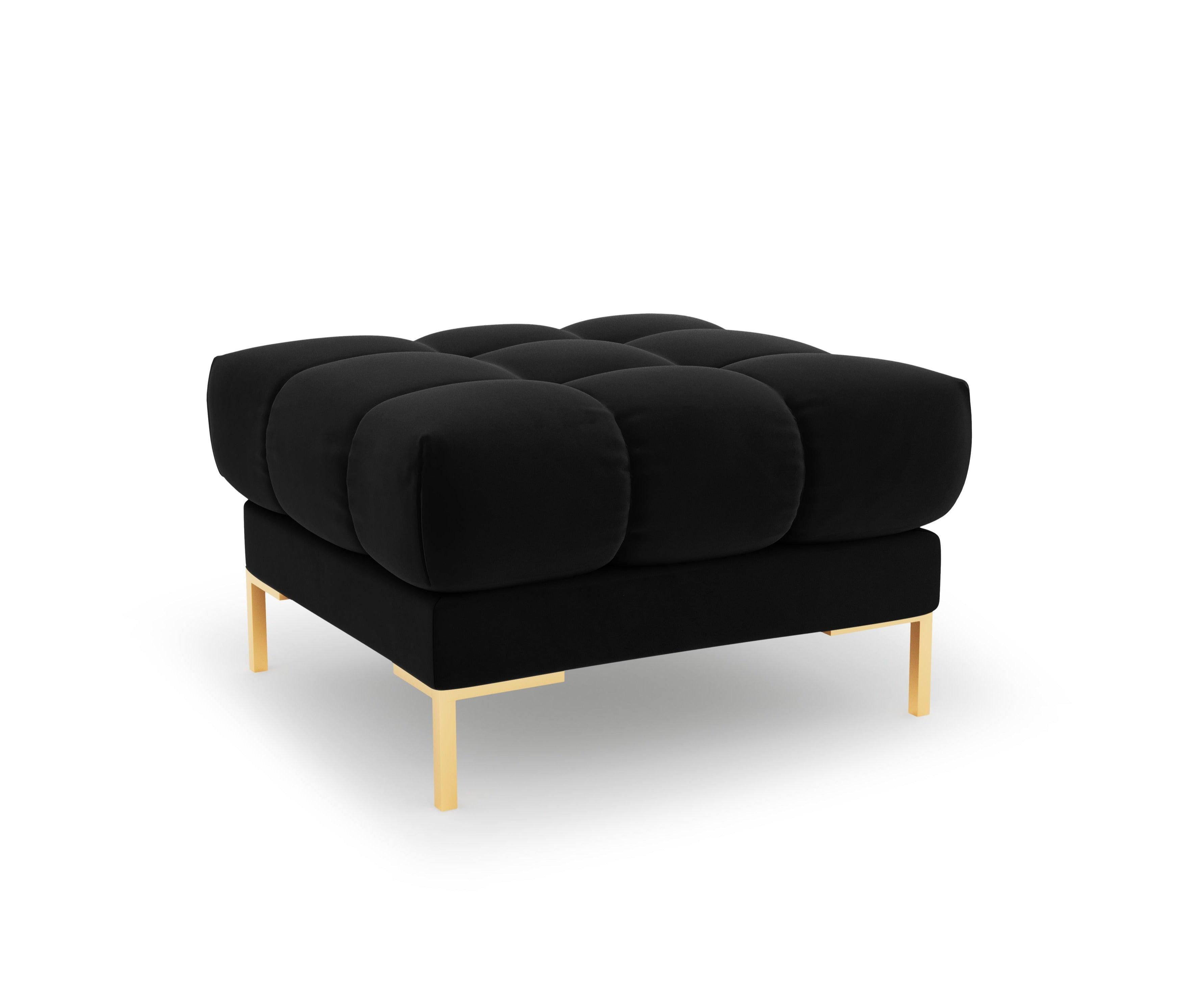 Puf aksamitny BALI czarny ze złotą podstawą Cosmopolitan Design Eye on Design