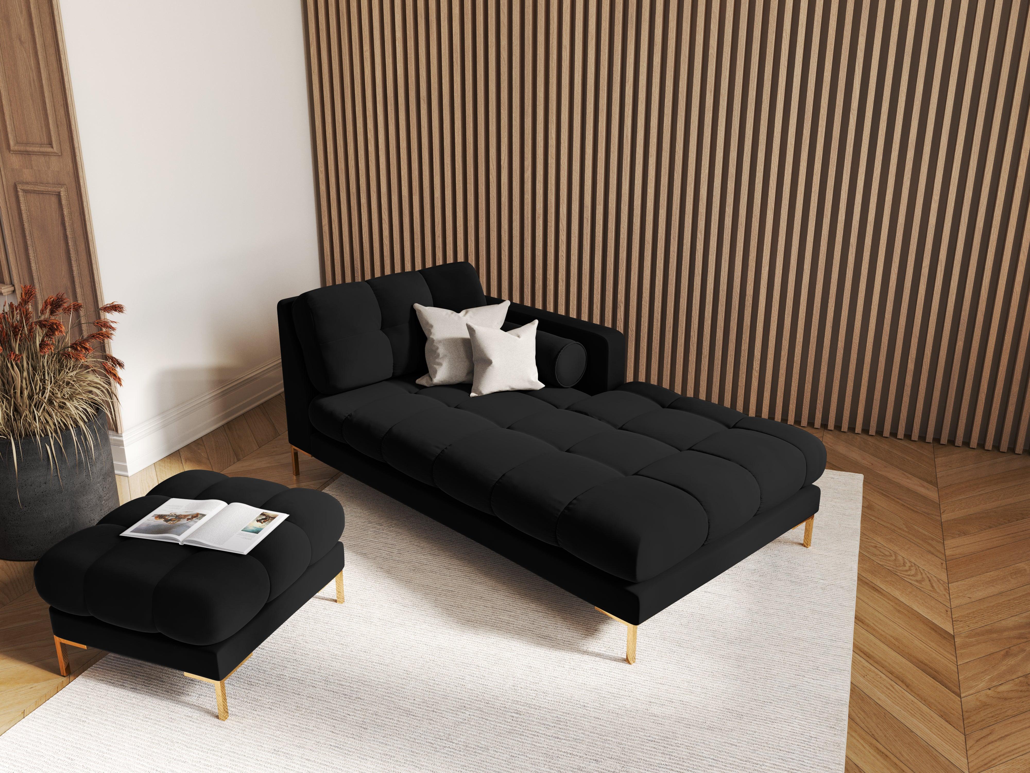 Puf aksamitny BALI czarny ze złotą podstawą Cosmopolitan Design Eye on Design
