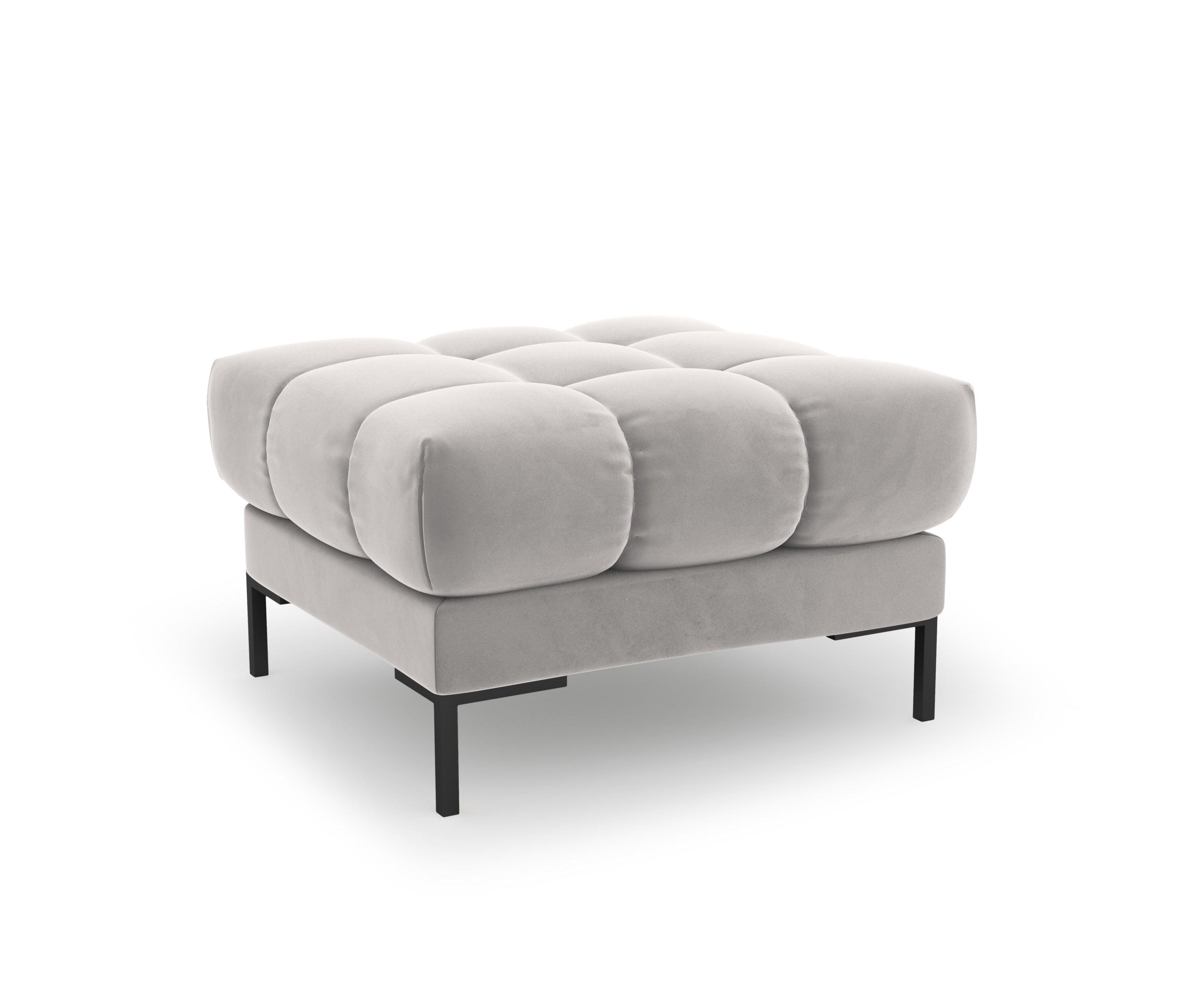 Puf aksamitny BALI srebrny z czarną podstawą Cosmopolitan Design Eye on Design