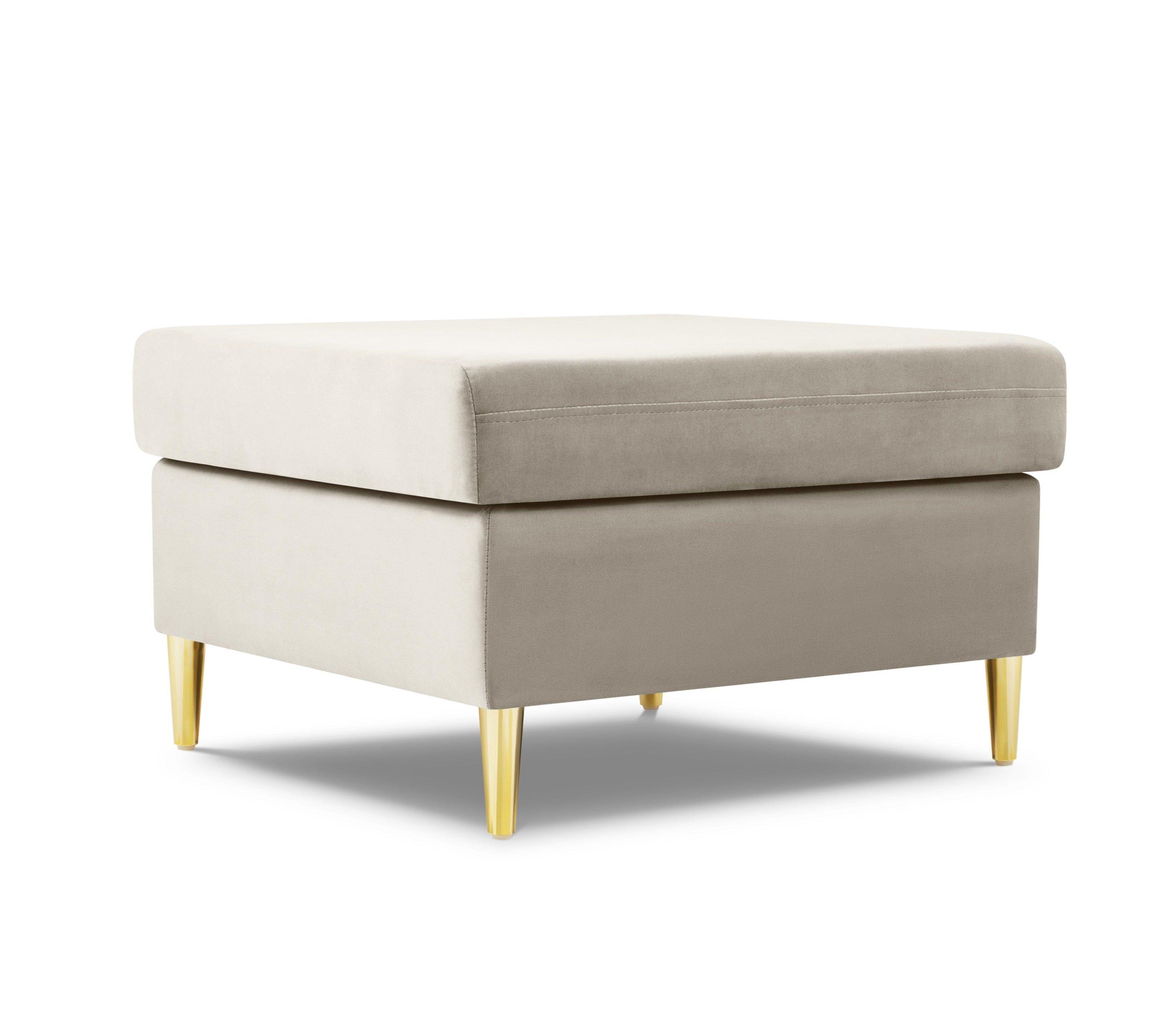 Puf aksamitny KYOTO beżowy ze złotą podstawą Cosmopolitan Design Eye on Design