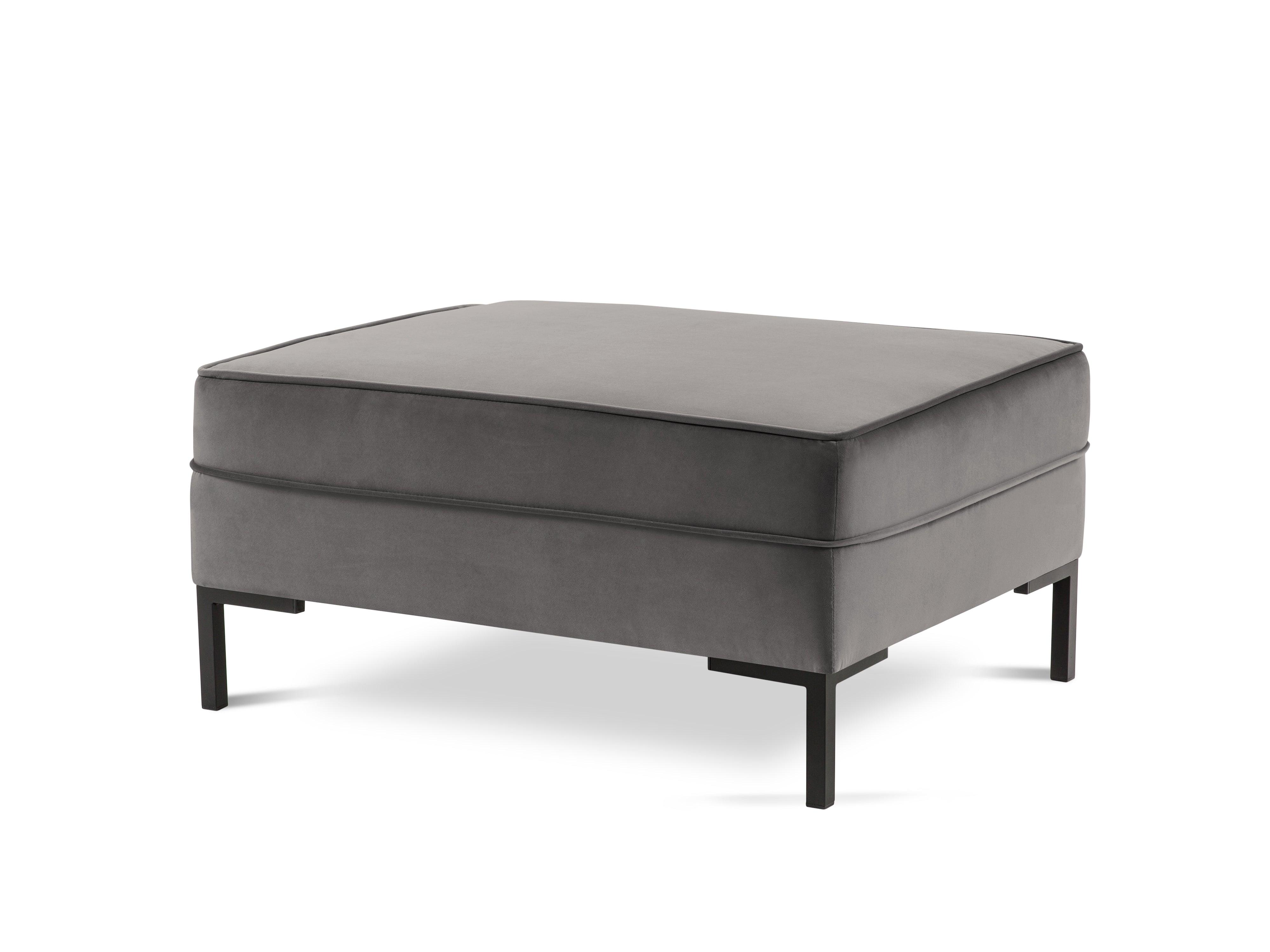 Puf aksamitny LUIS jasnoszary z czarną podstawą Milo Casa Eye on Design