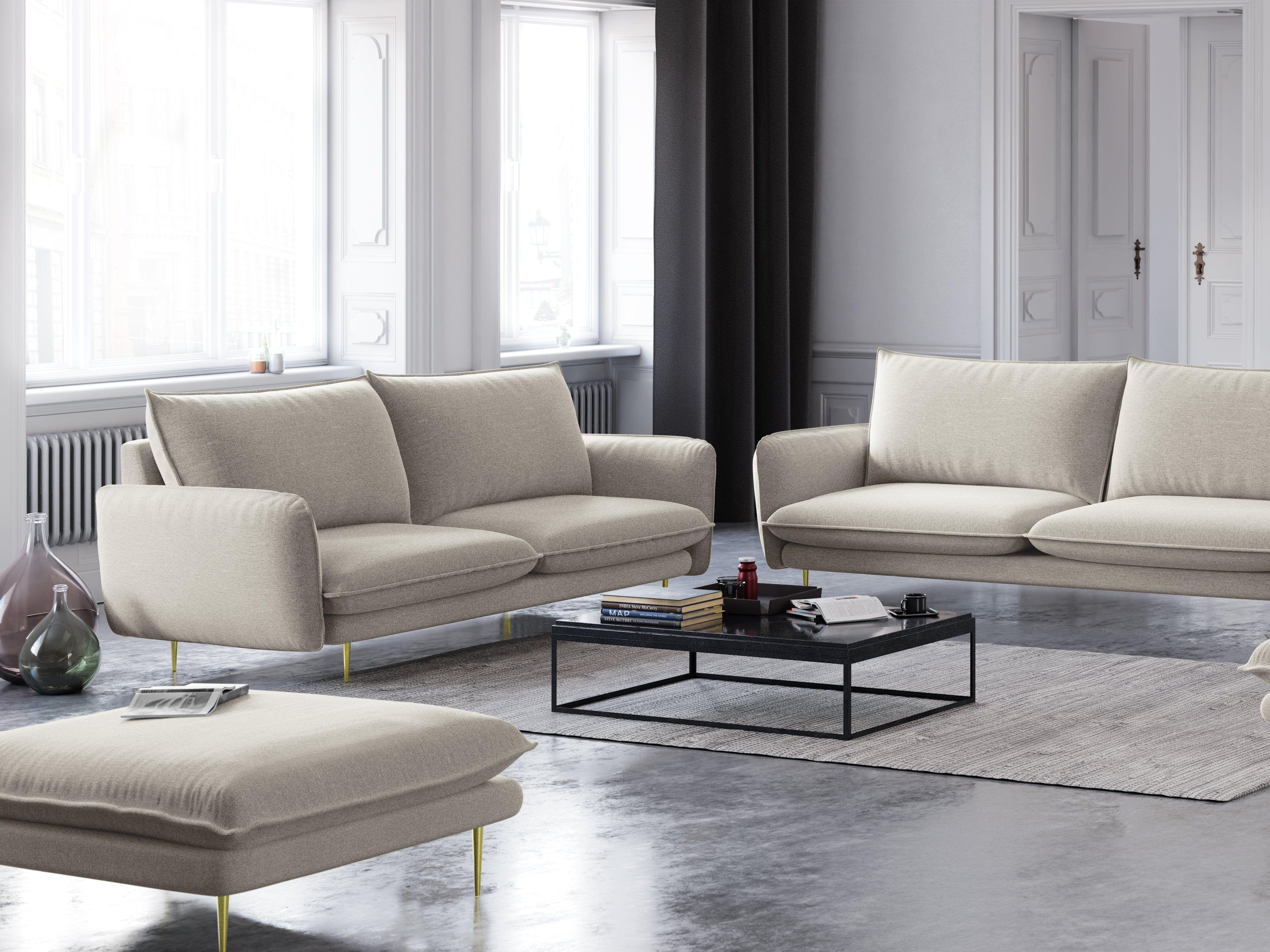 Puf VIENNA piaskowy ze złotą podstawą Cosmopolitan Design Eye on Design