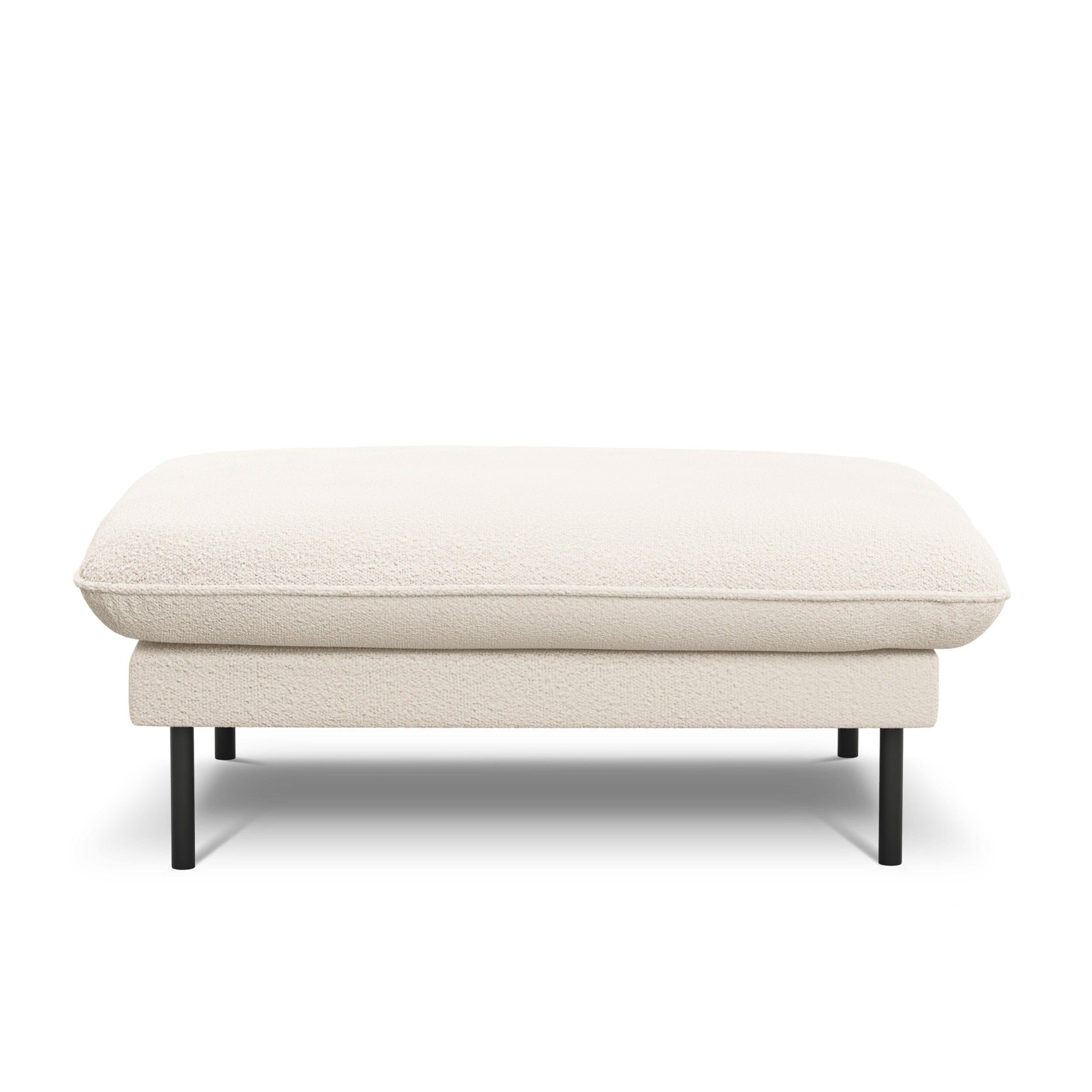 Puf w tkaninie boucle VIENNA beżowy z czarną podstawą Cosmopolitan Design Eye on Design