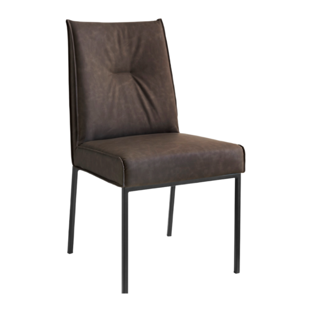Upholstered ROMY Chair with Black Metal Base