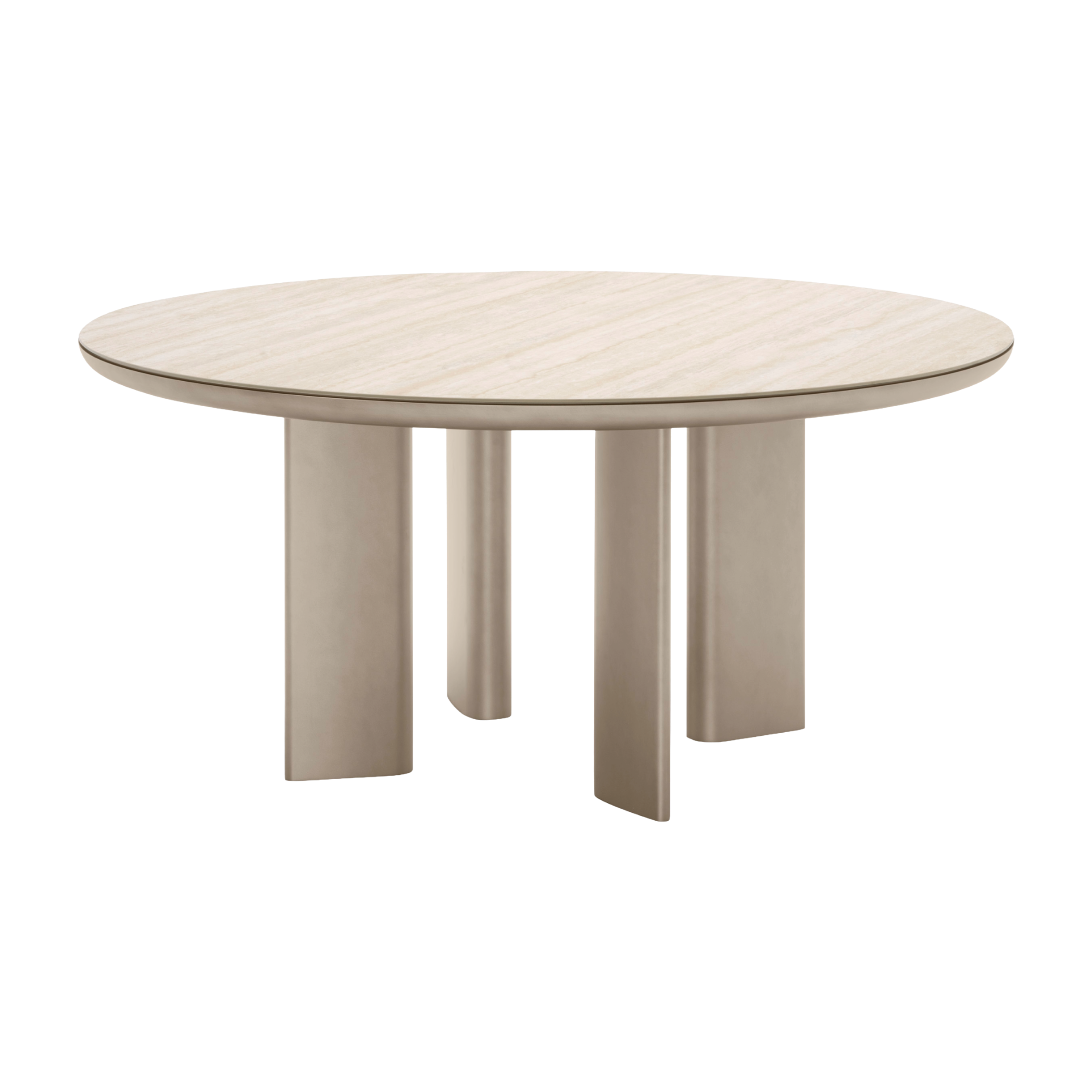 Round Table SANDY with Beige Top and Beige Base