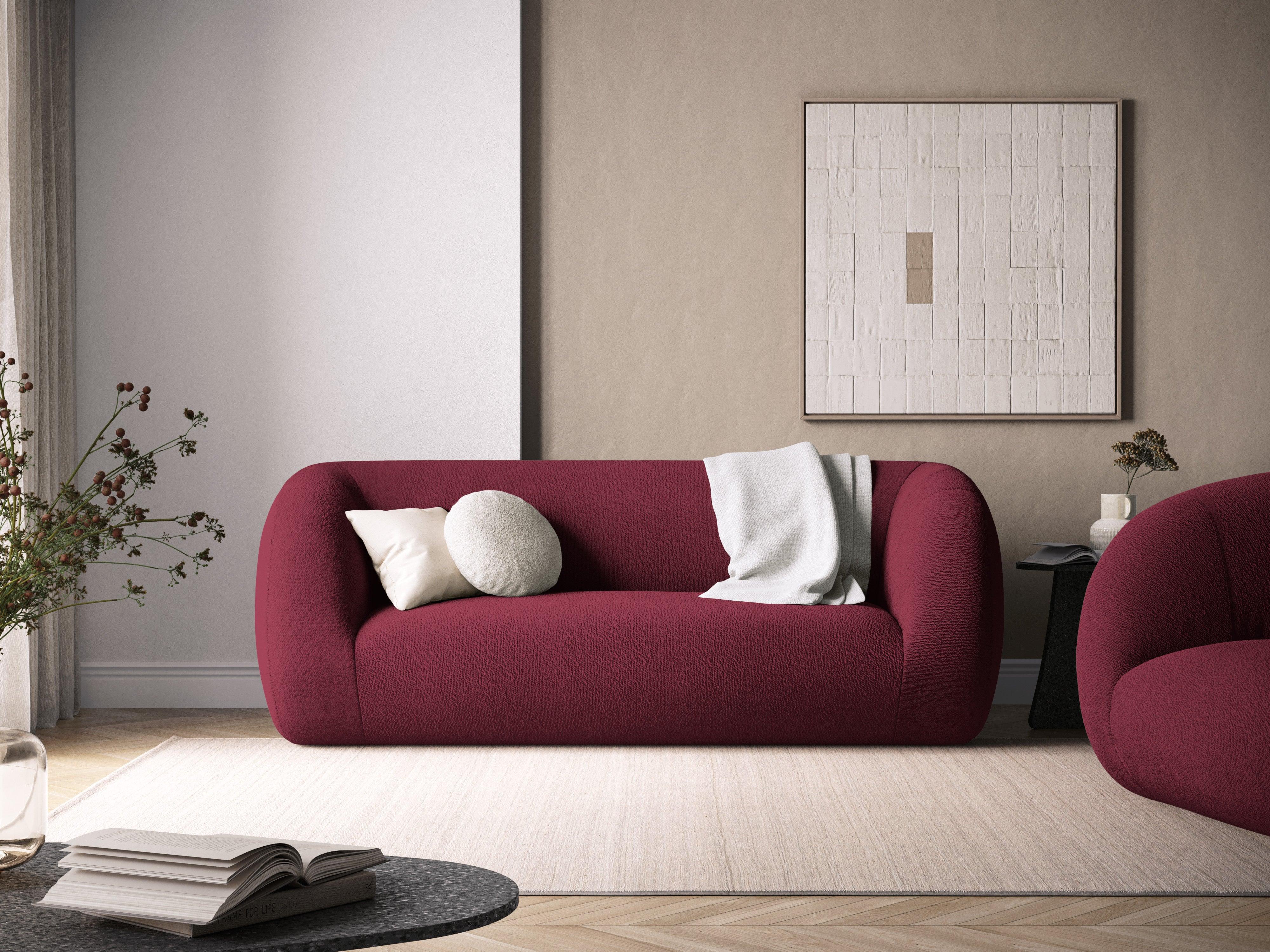 Sofa 2-osobowa ESSEN bordowy boucle – Cosmopolitan Design
