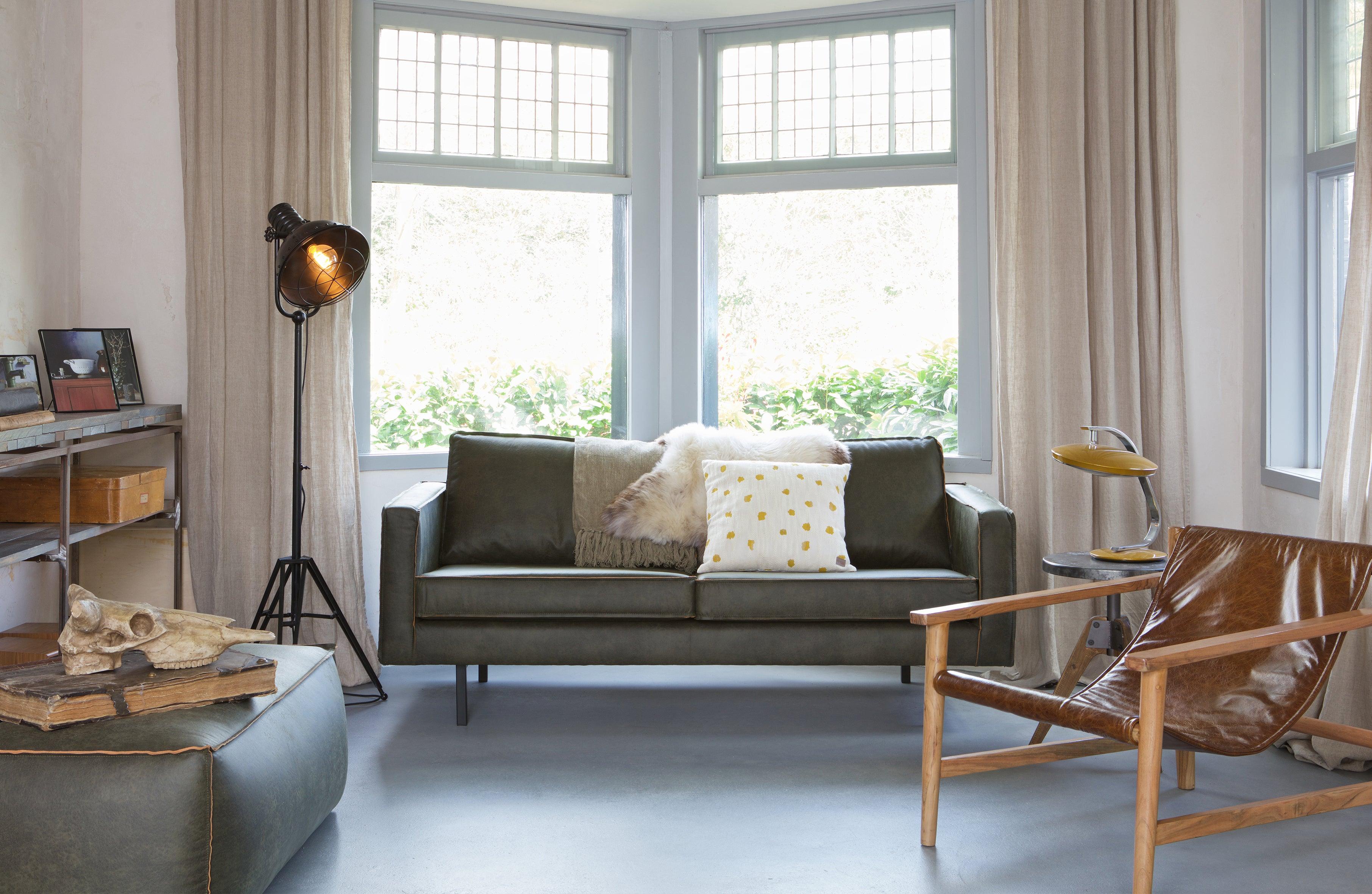 Sofa 2,5-osobowa skórzana RODEO wojskowa zieleń Be Pure Eye on Design