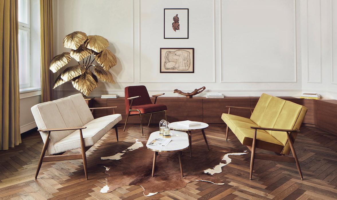 Sofa 3-osobowa dzielona FOX żółty w tkaninie Coco Mustard 366 concept Eye on Design