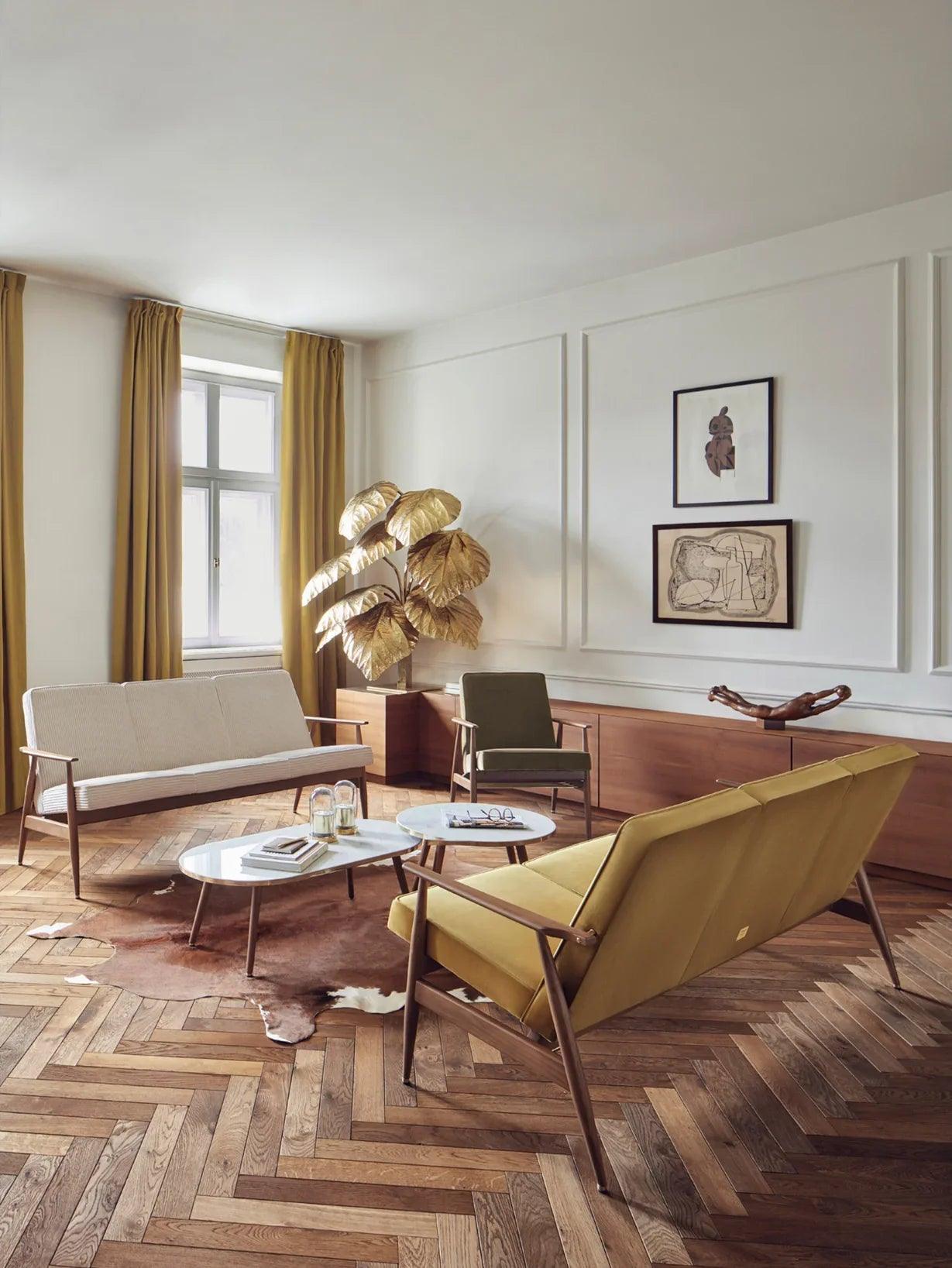 Sofa 3-osobowa dzielona FOX żółty w tkaninie Coco Mustard 366 concept Eye on Design