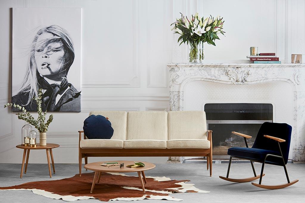 Sofa 3-osobowa dzielona FOX żółty w tkaninie Coco Mustard 366 concept Eye on Design