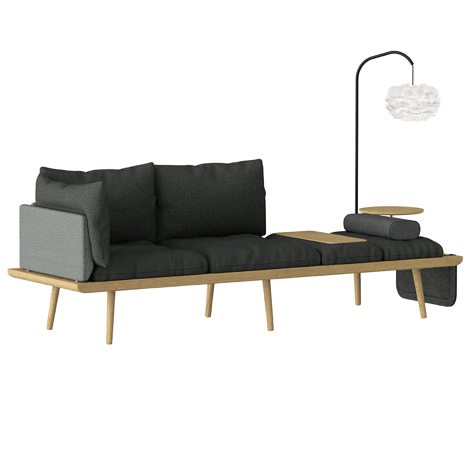 Sofa 3-osobowa LOUNGE AROUND antracytowy z dębem UMAGE Eye on Design