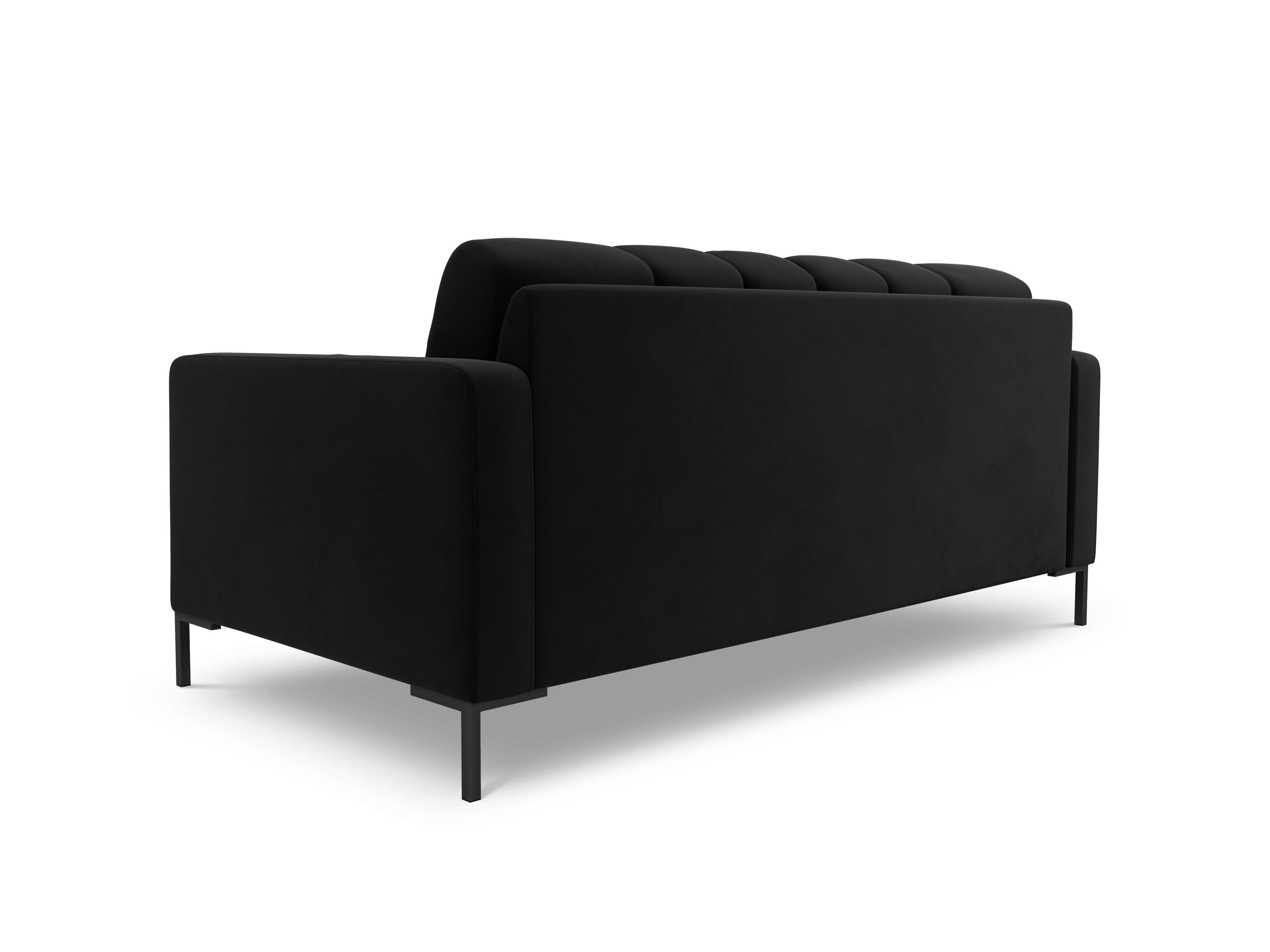 Sofa aksamitna 2-osobowa BALI czarny z czarną podstawą – Cosmopolitan Design