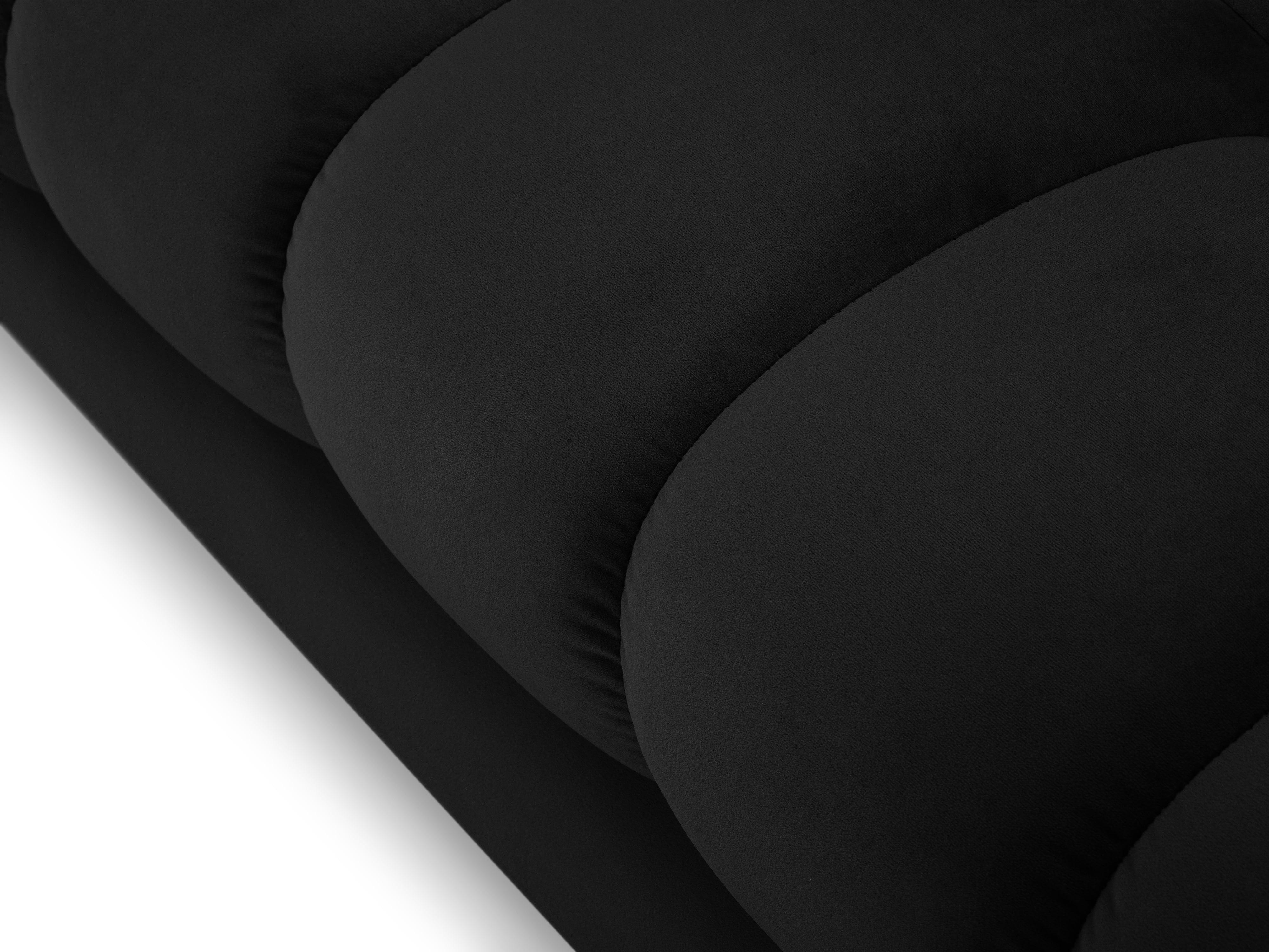 Sofa aksamitna 2-osobowa BALI czarny z czarną podstawą – Cosmopolitan Design