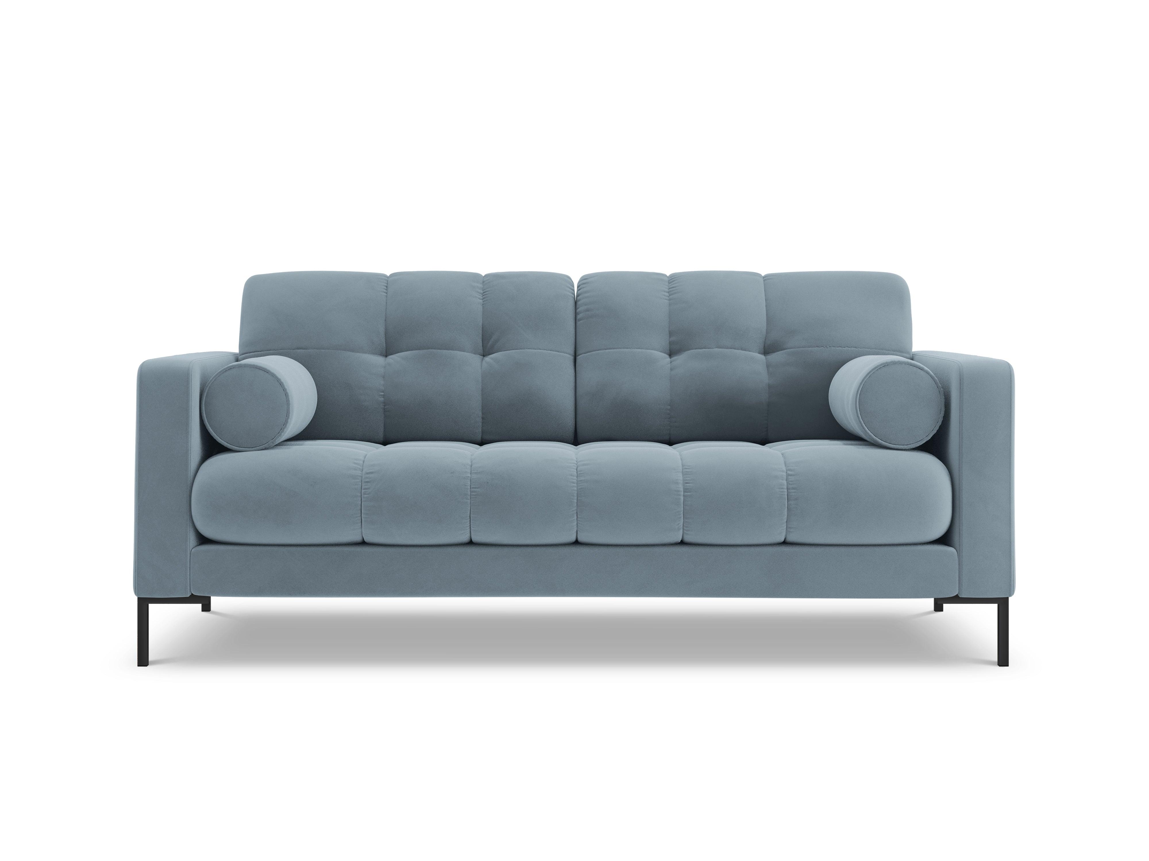 Sofa aksamitna 2-osobowa BALI jasnoniebieski z czarną podstawą Cosmopolitan Design Eye on Design