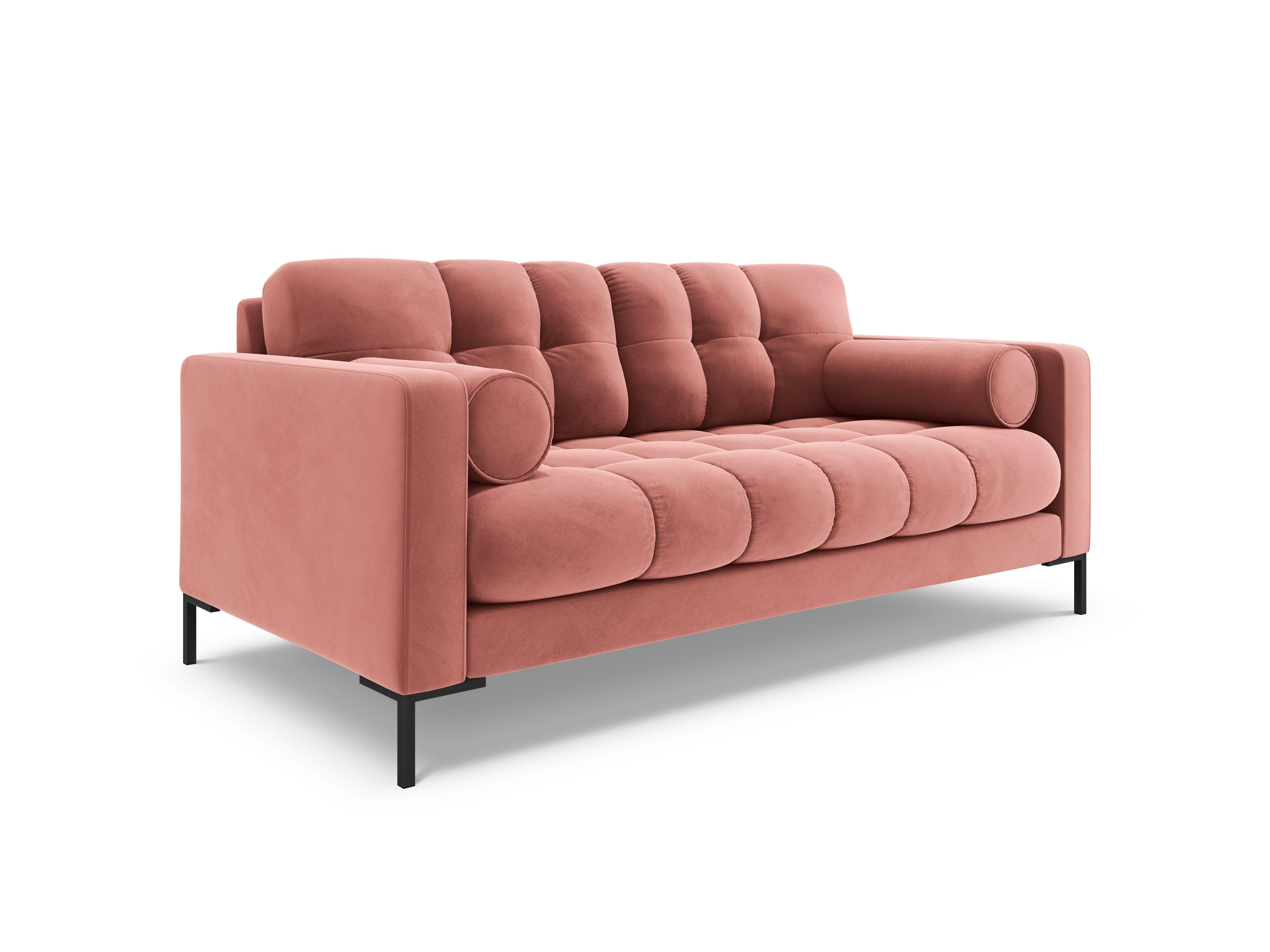 Sofa aksamitna 2-osobowa BALI różowy z czarną podstawą Cosmopolitan Design Eye on Design