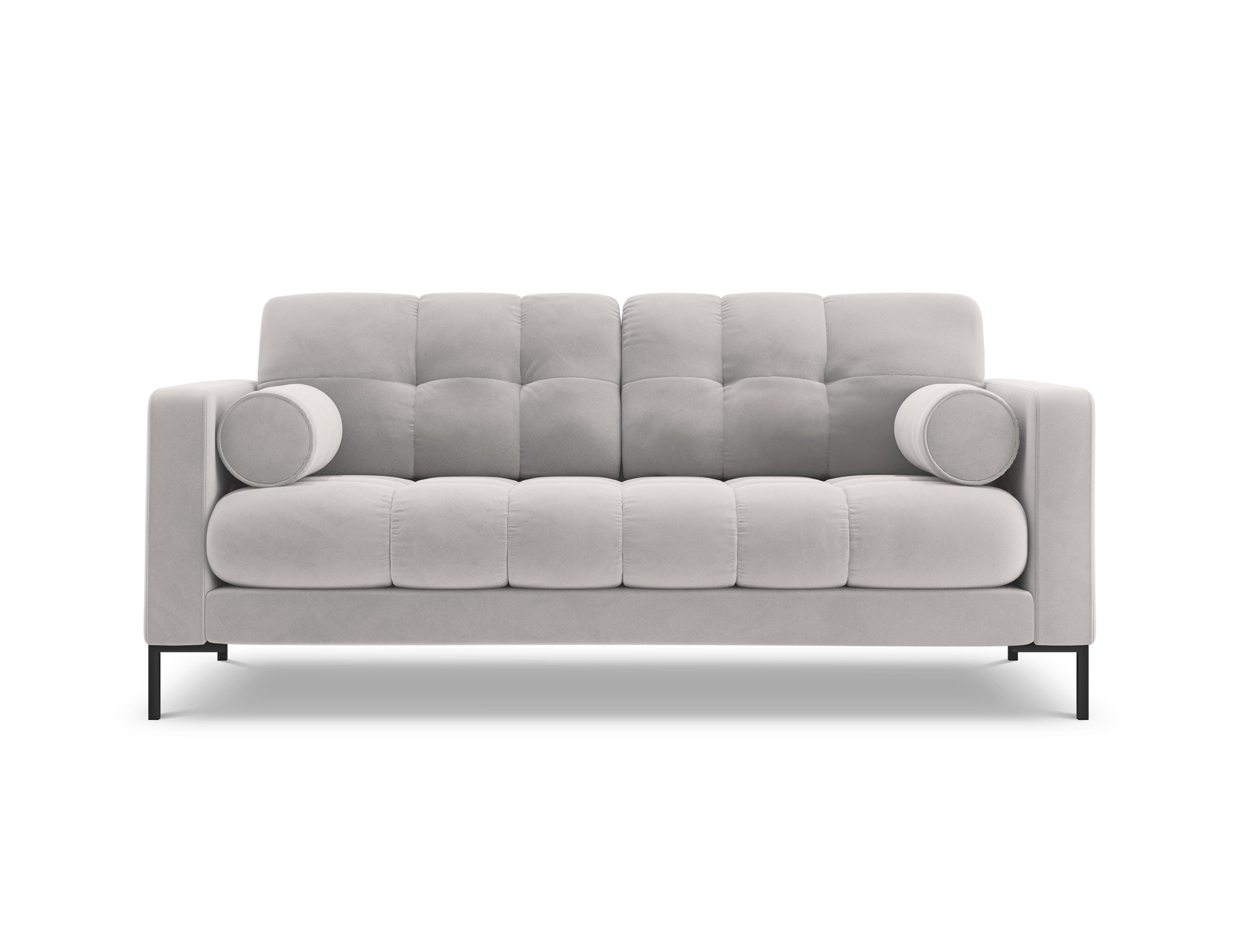 Sofa aksamitna 2-osobowa BALI srebrny z czarną podstawą Cosmopolitan Design Eye on Design